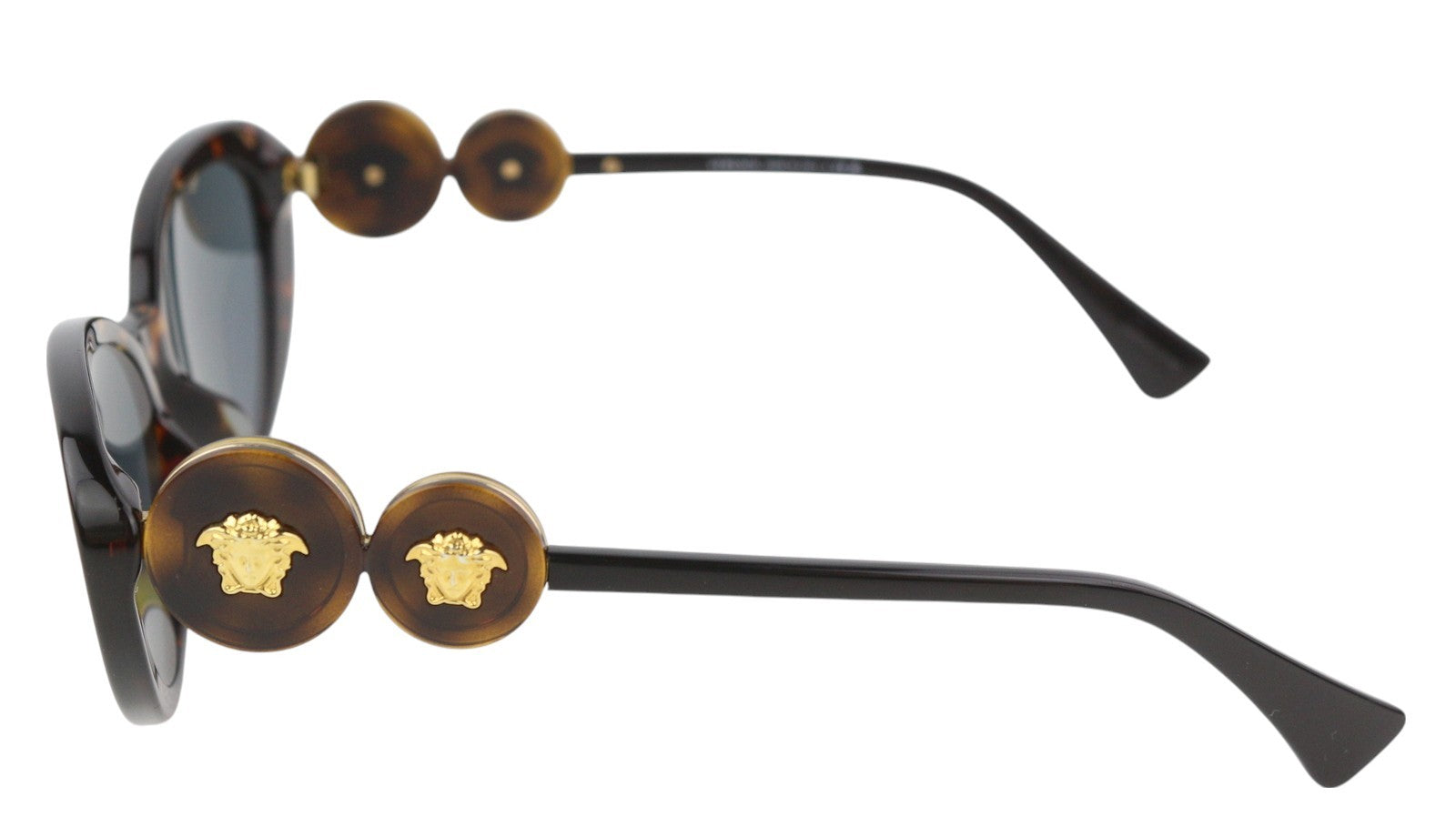 VERSACE 4433 moteriški akiniai nuo saulės su tamsiai rudais gyvūnų raštais ir katės akių formos akiniais nuo saulės, rekomenduojama kaina – 437 USD 