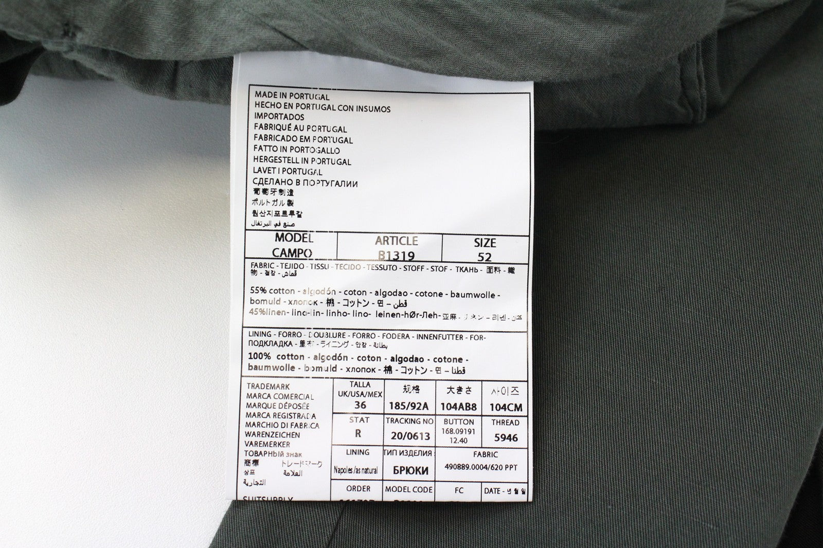 SUITSUPPLY Campo UK36R Men's Pleated Trousers Green Linen Cotton Formal