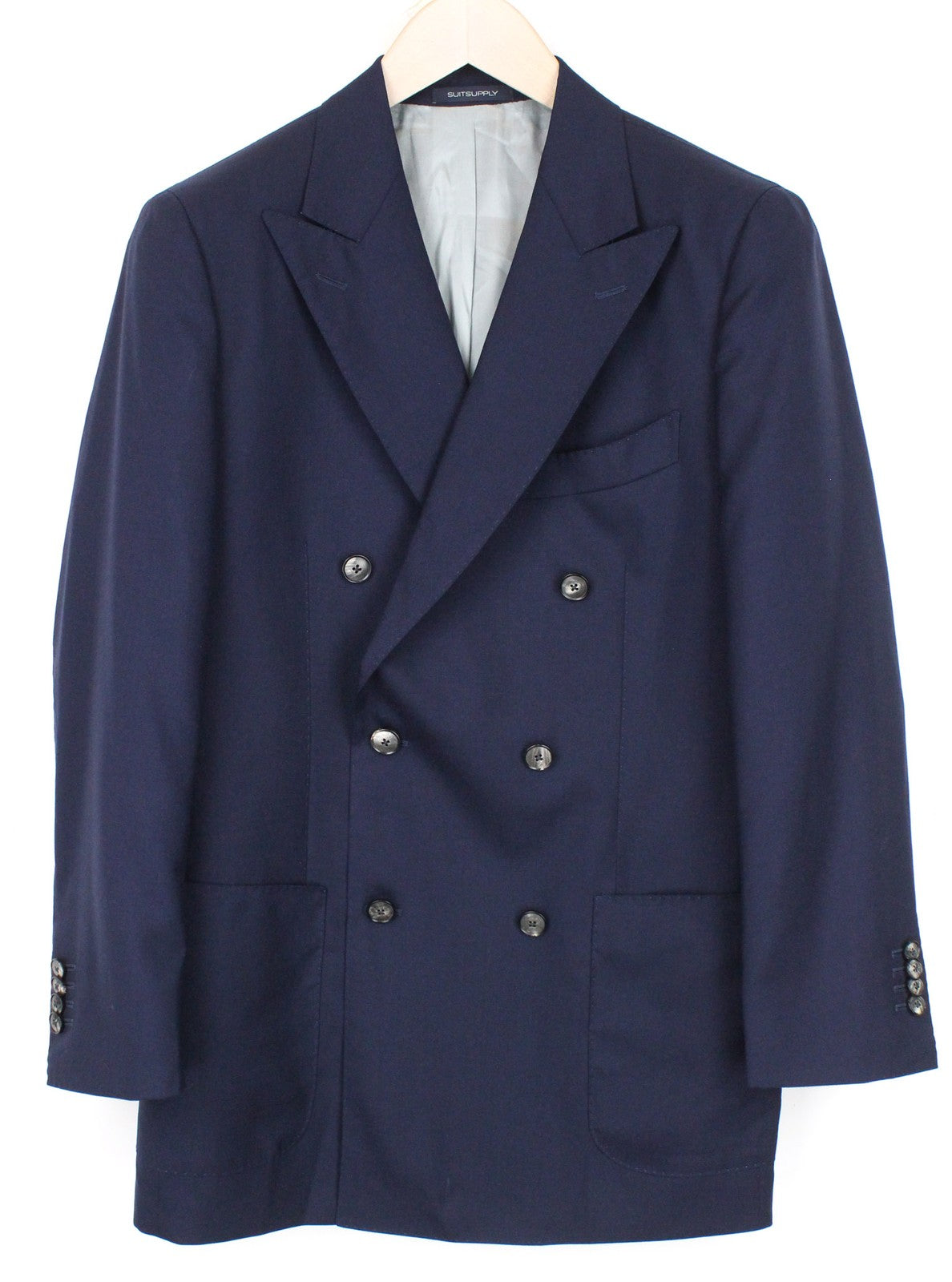 SUITSUPPLY La Spalla UK36R Blue Wool Suit 2Pc Double-Breasted Pleated