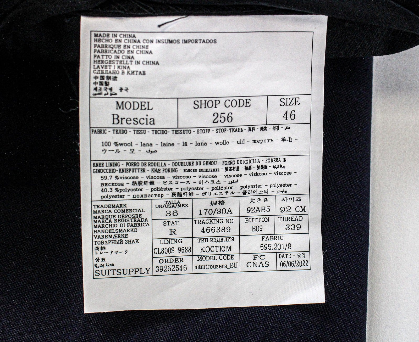 SUITSUPPLY La Spalla UK36R Blue Wool Suit 2Pc Double-Breasted Pleated