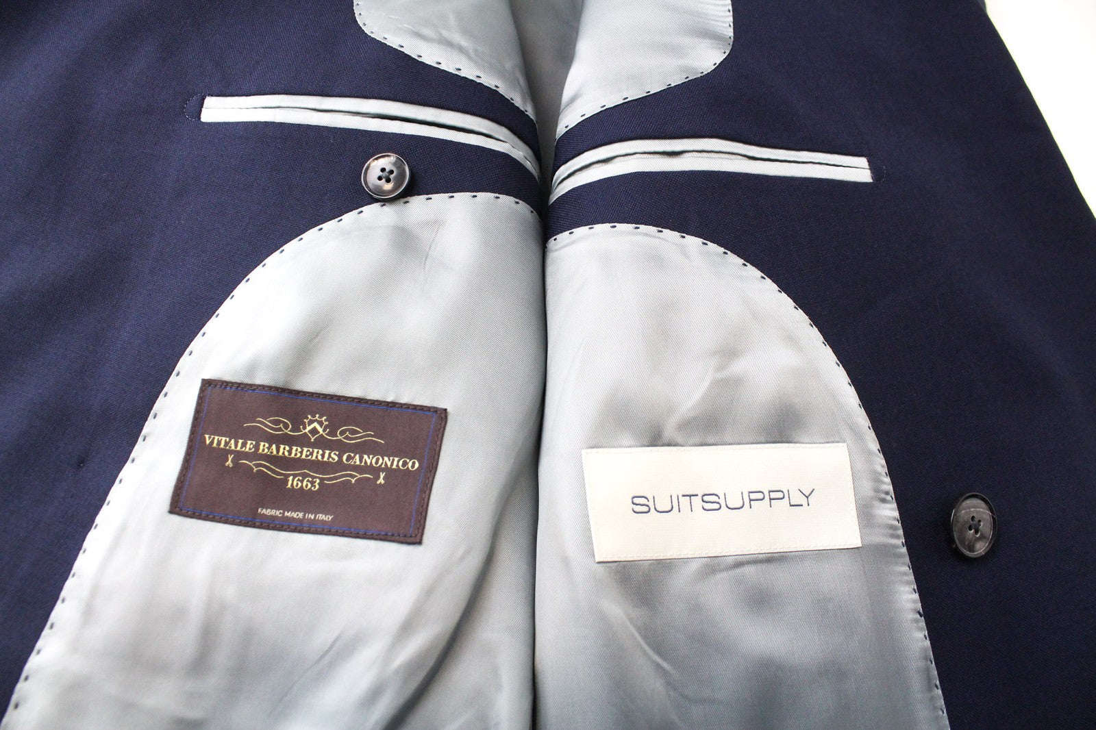 SUITSUPPLY La Spalla UK36R Blue Wool Suit 2Pc Double-Breasted Pleated