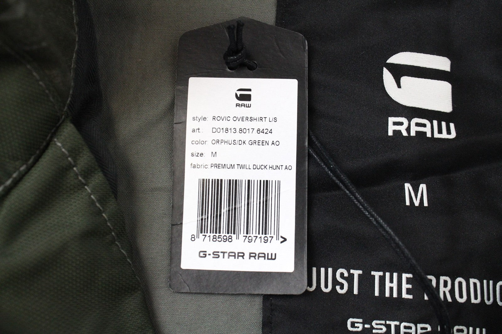 G-STAR vyriška M Twill žalia „Duck Hunt“ rašto „Rovic“ marškinėlių formos striukė 