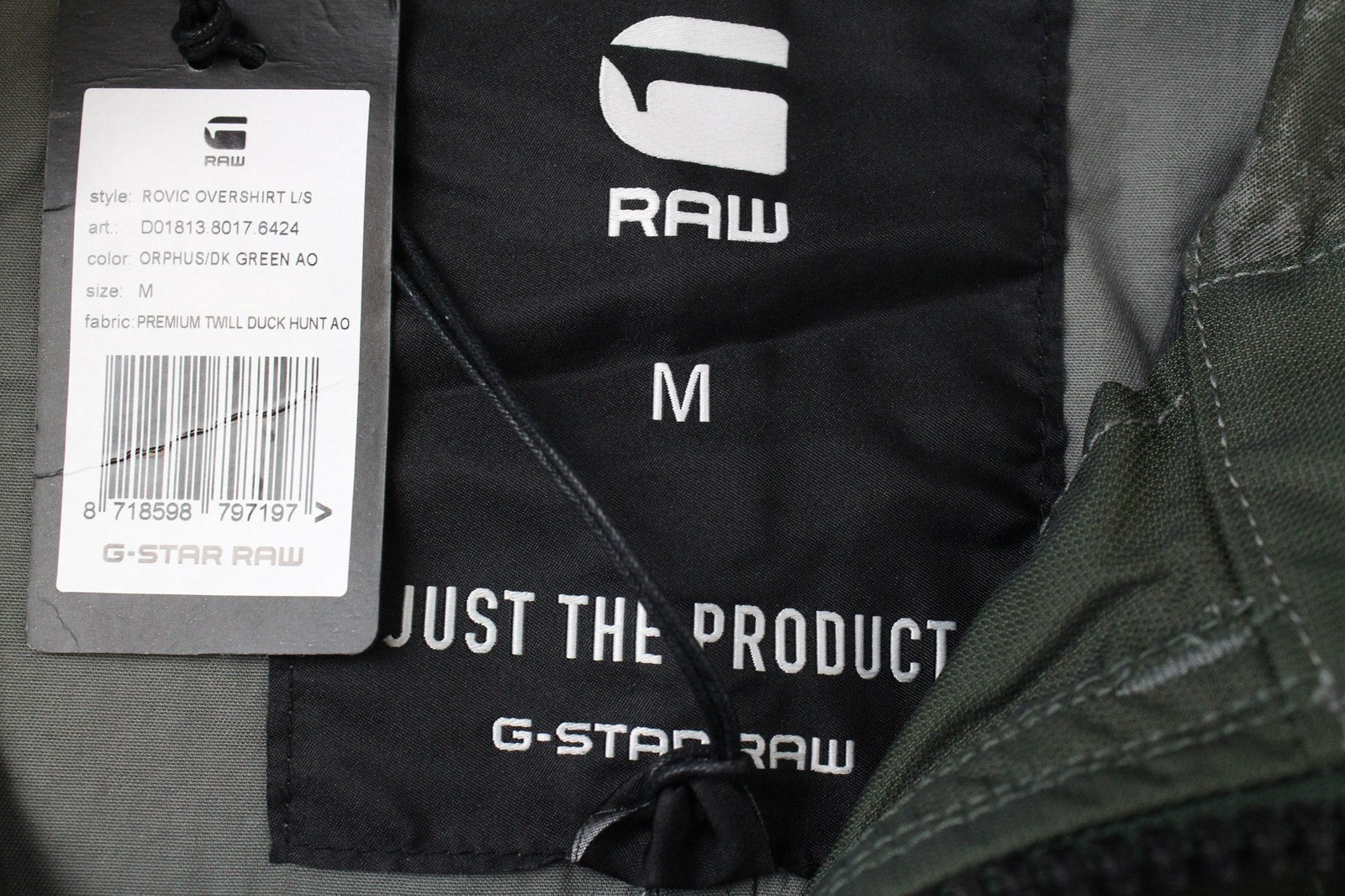 G-STAR vyriška M Twill žalia „Duck Hunt“ rašto „Rovic“ marškinėlių formos striukė 