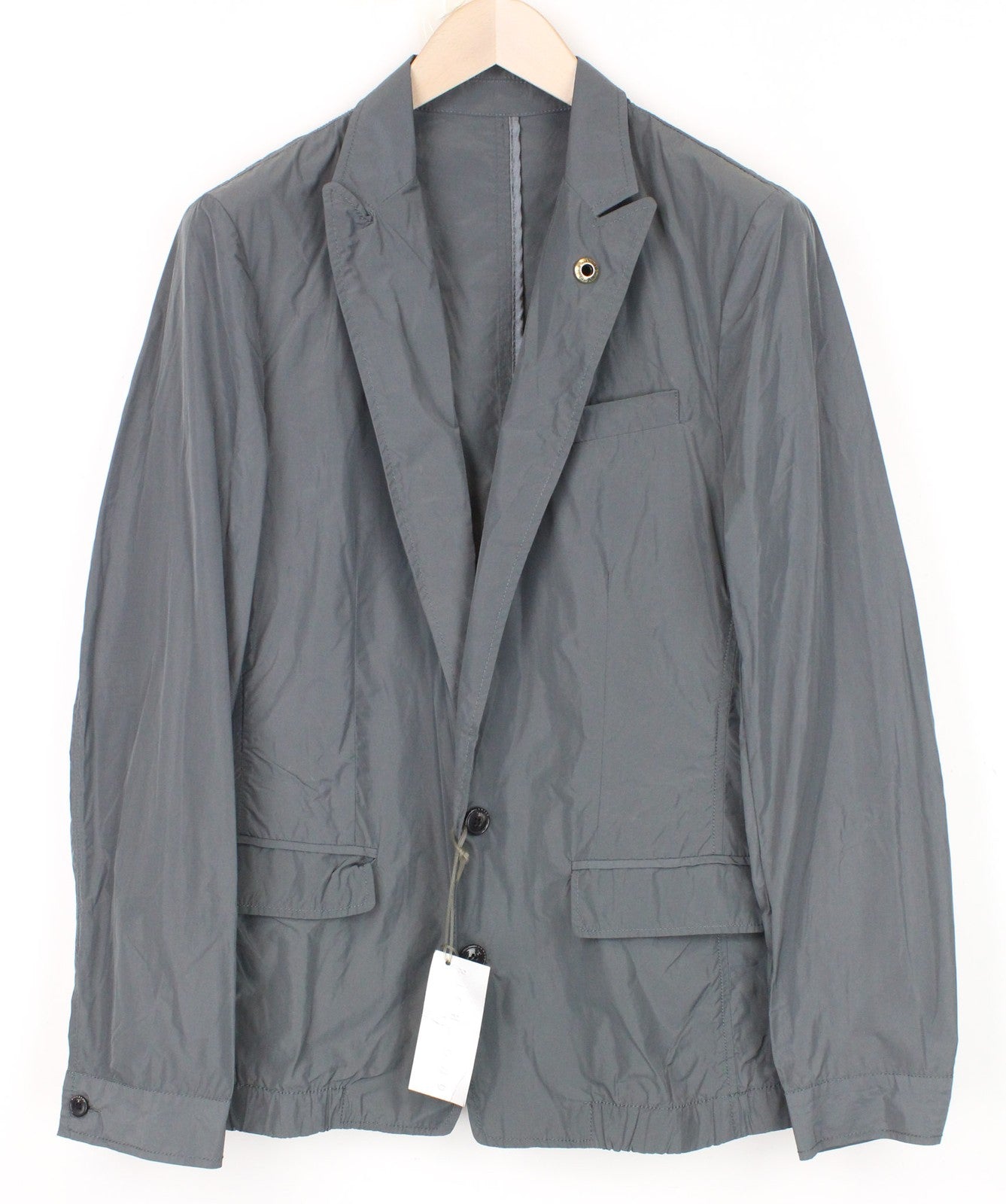 RICHMOND vyriška striukė IT48 pilka su dviem sagomis, be pamušalo, dizainerio lengva 