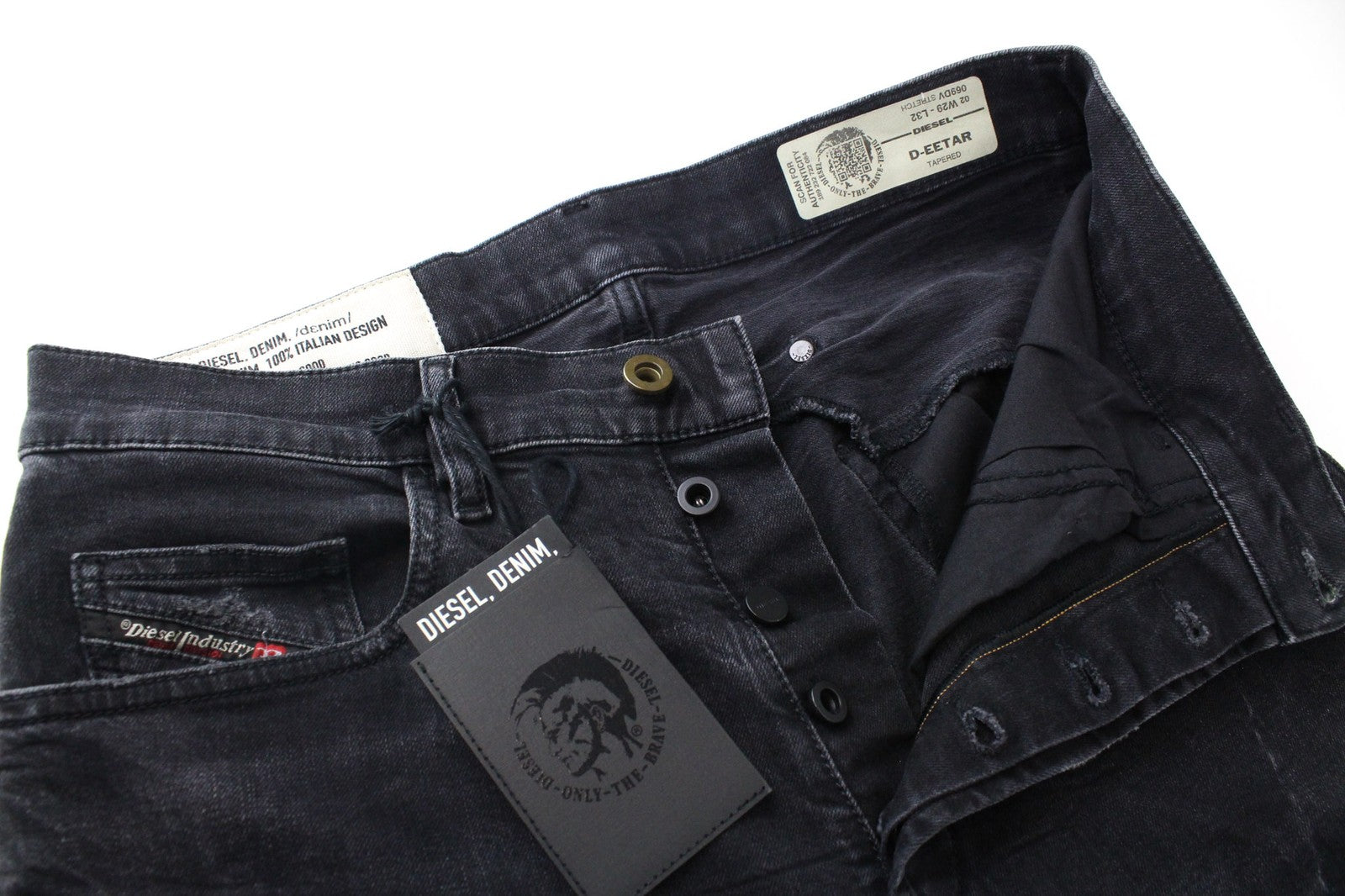 DIESEL D-Eetar 069DV vyriški džinsai W29/L32 juodi, siaurėjantys, tamprūs, dirbtinio audinio 
