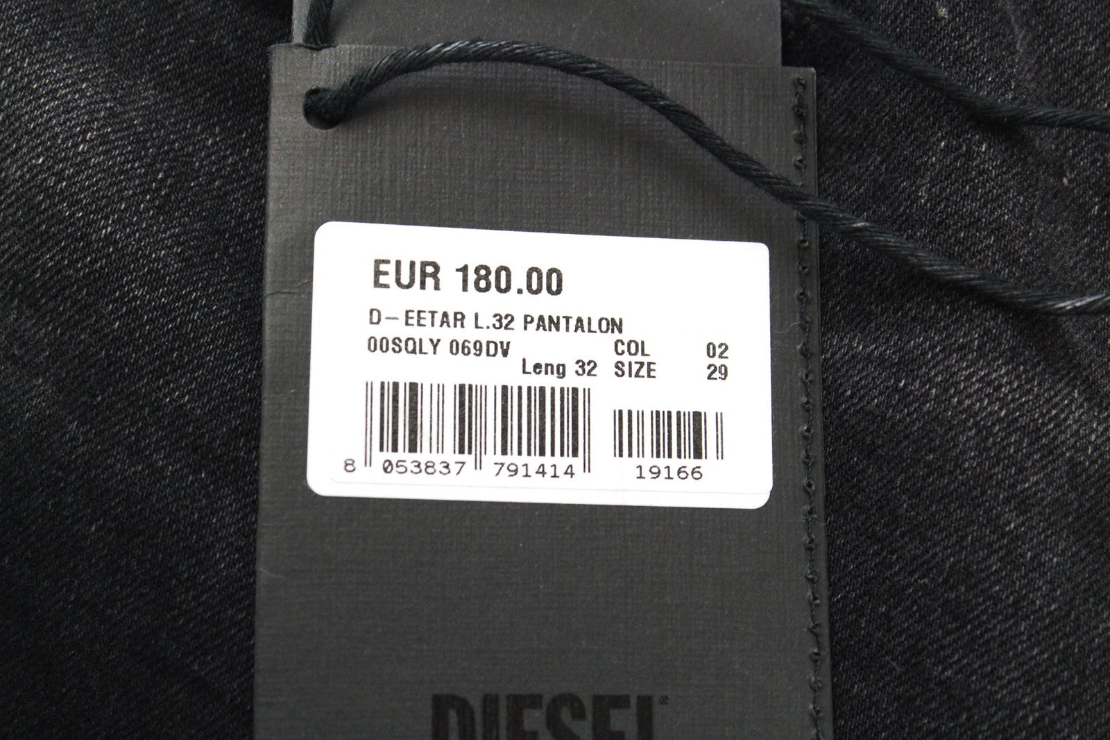 DIESEL D-Eetar 069DV vyriški džinsai W29/L32 juodi, siaurėjantys, tamprūs, dirbtinio audinio 