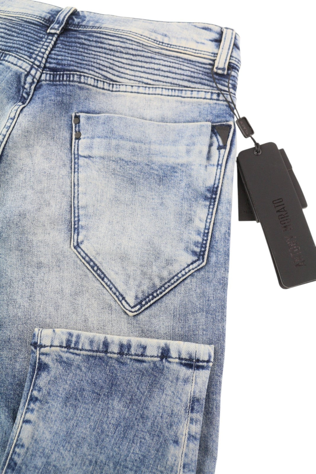 ANTONY MORATO Racer vyriški džinsai W28, skalbtos mėlynos spalvos, itin aptempti, tamprūs, su užtrauktuku, FY 