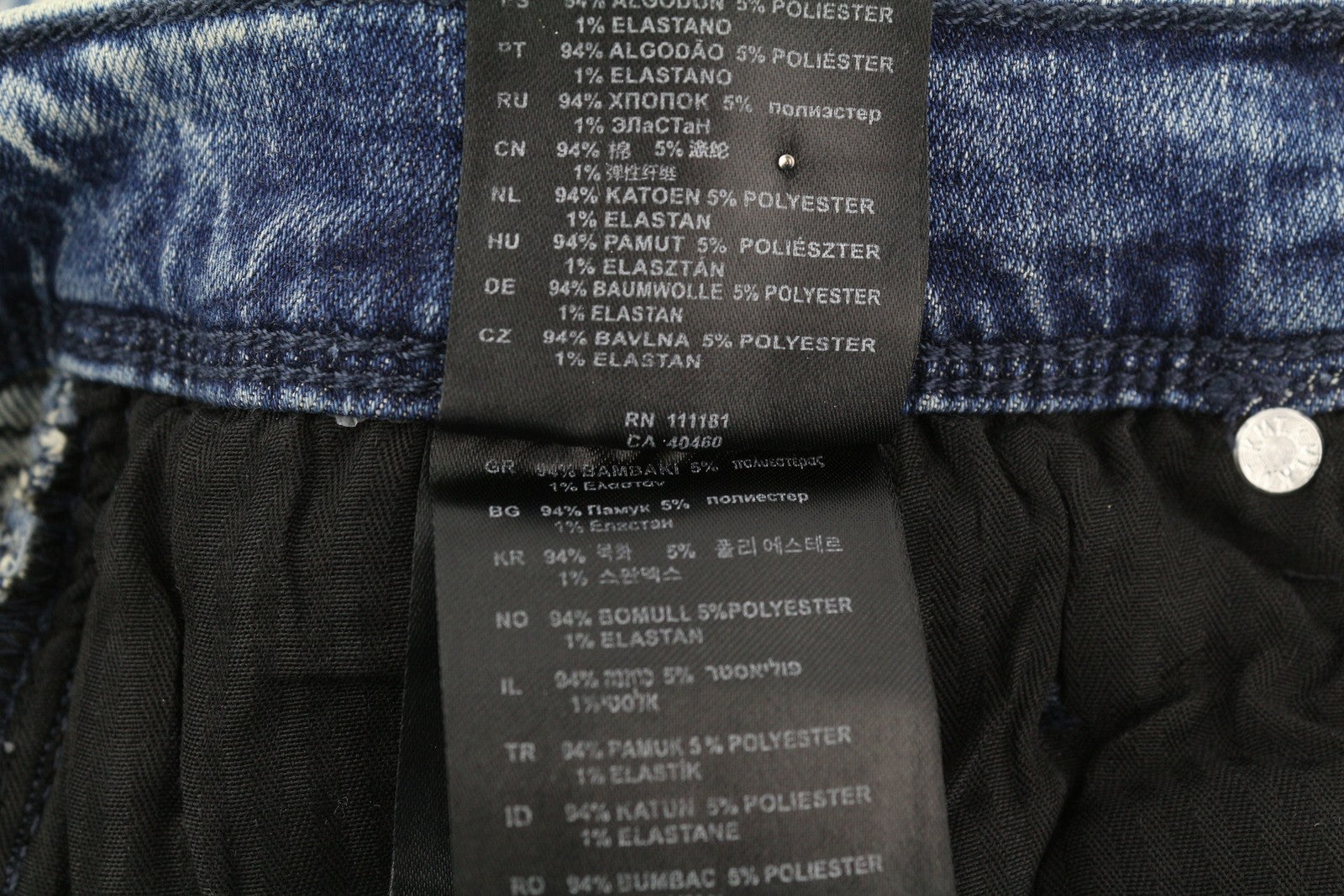 ANTONY MORATO Racer vyriški džinsai W28, skalbtos mėlynos spalvos, itin aptempti, tamprūs, su užtrauktuku, FY 