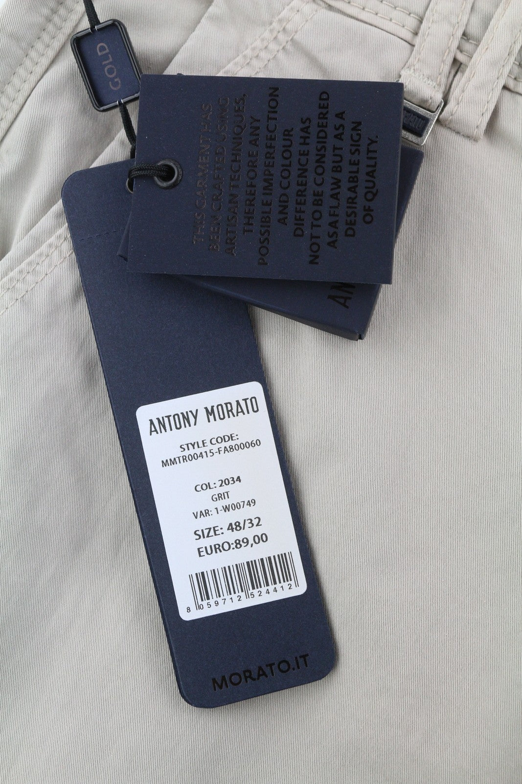 ANTONY MORATO Prince vyriškos kelnės W32 smėlio spalvos chino laisvo kirpimo su sagomis ir šviesiomis spalvomis