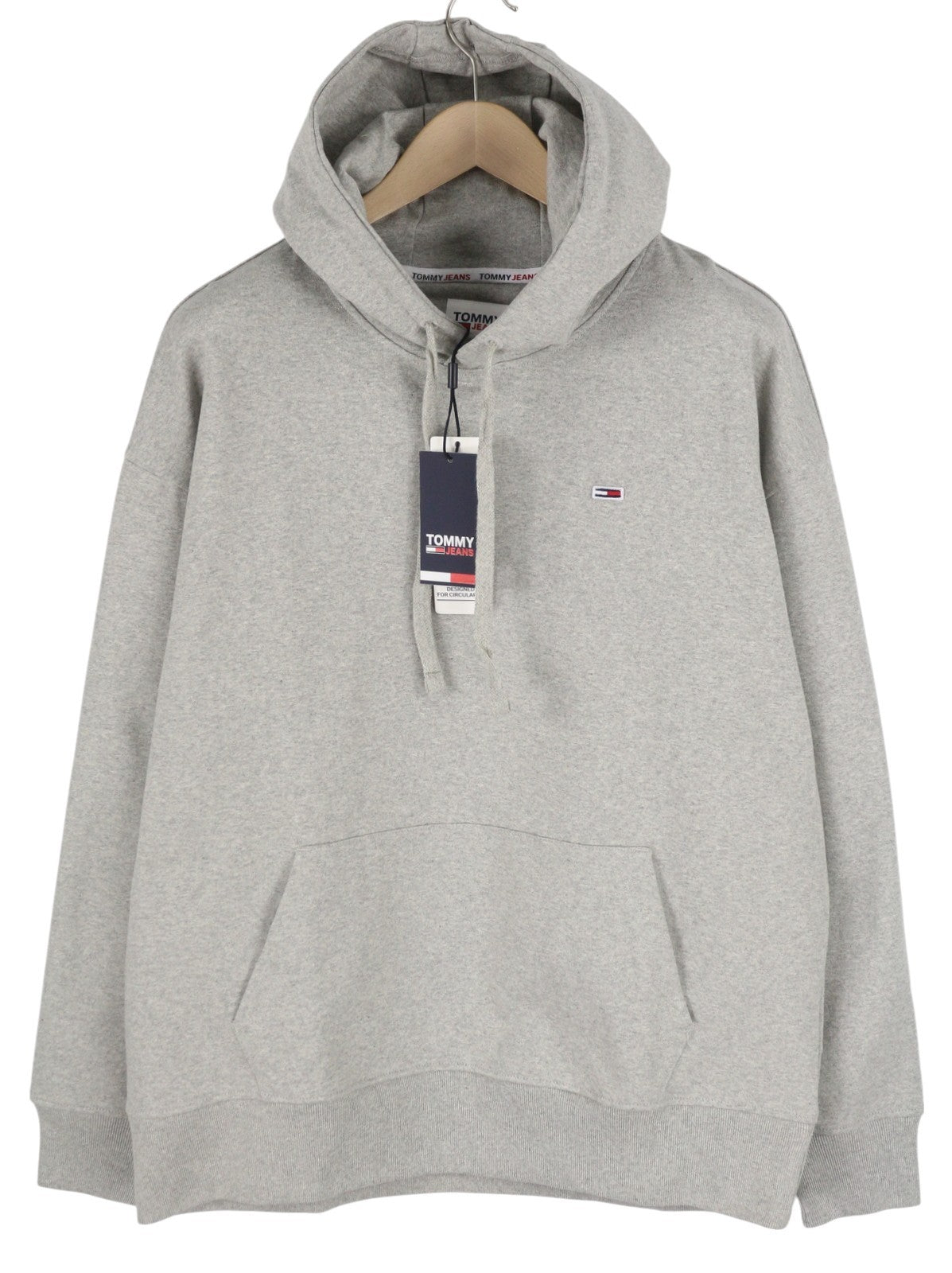 TOMMY HILFIGER Rlxd krepšinio vyriškas džemperis su gobtuvu XL melanžo pilkos spalvos kengūros logotipu 