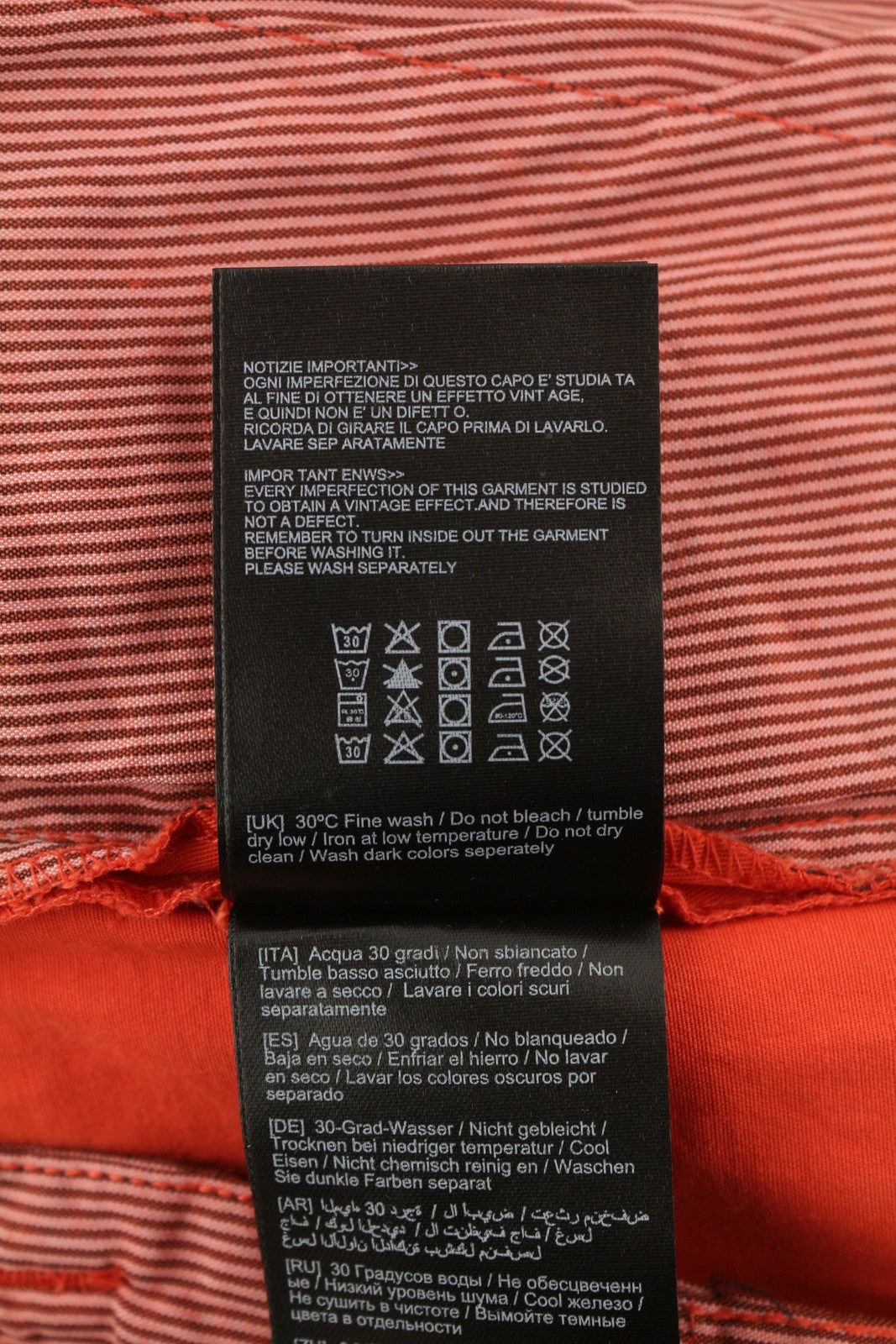 ANTONY MORATO vyriškos kelnės W34 raudonos chino morkų kirpimo su diržu sagomis 