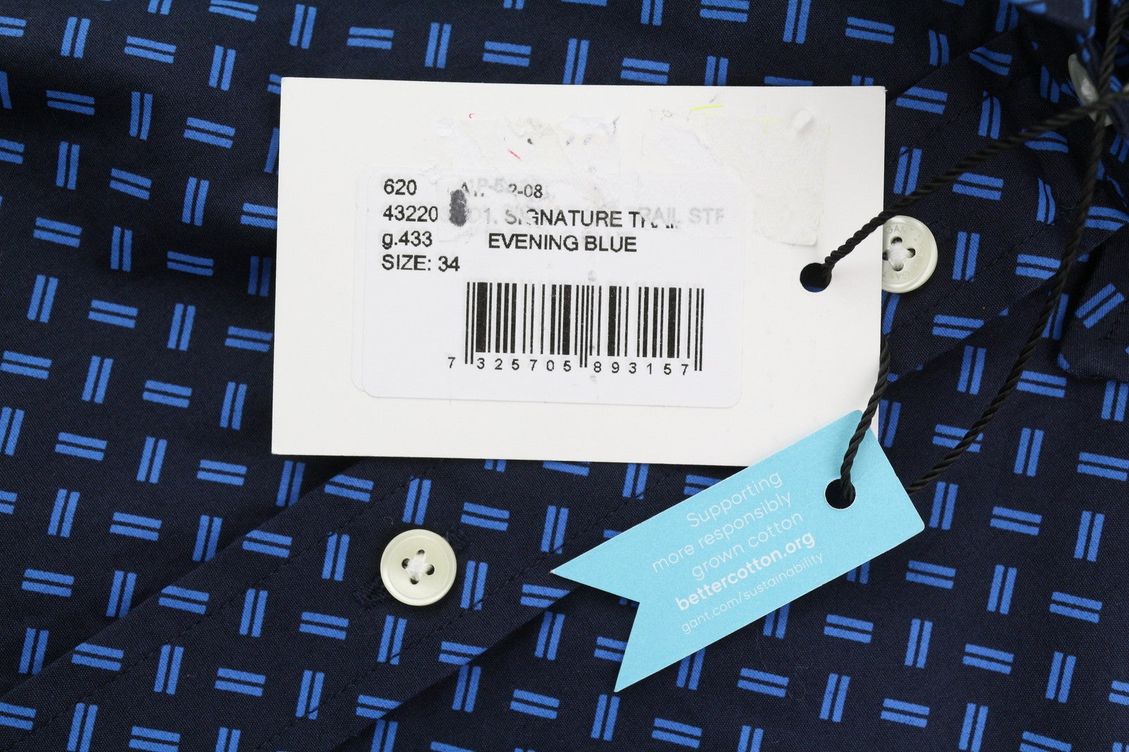 GANT moteriški marškinėliai, 34 dydžio, tamsiai mėlyni, su sagomis užsegama, išskleidžiama apykakle, raštuoti logotipai, laisvalaikio stiliaus. 