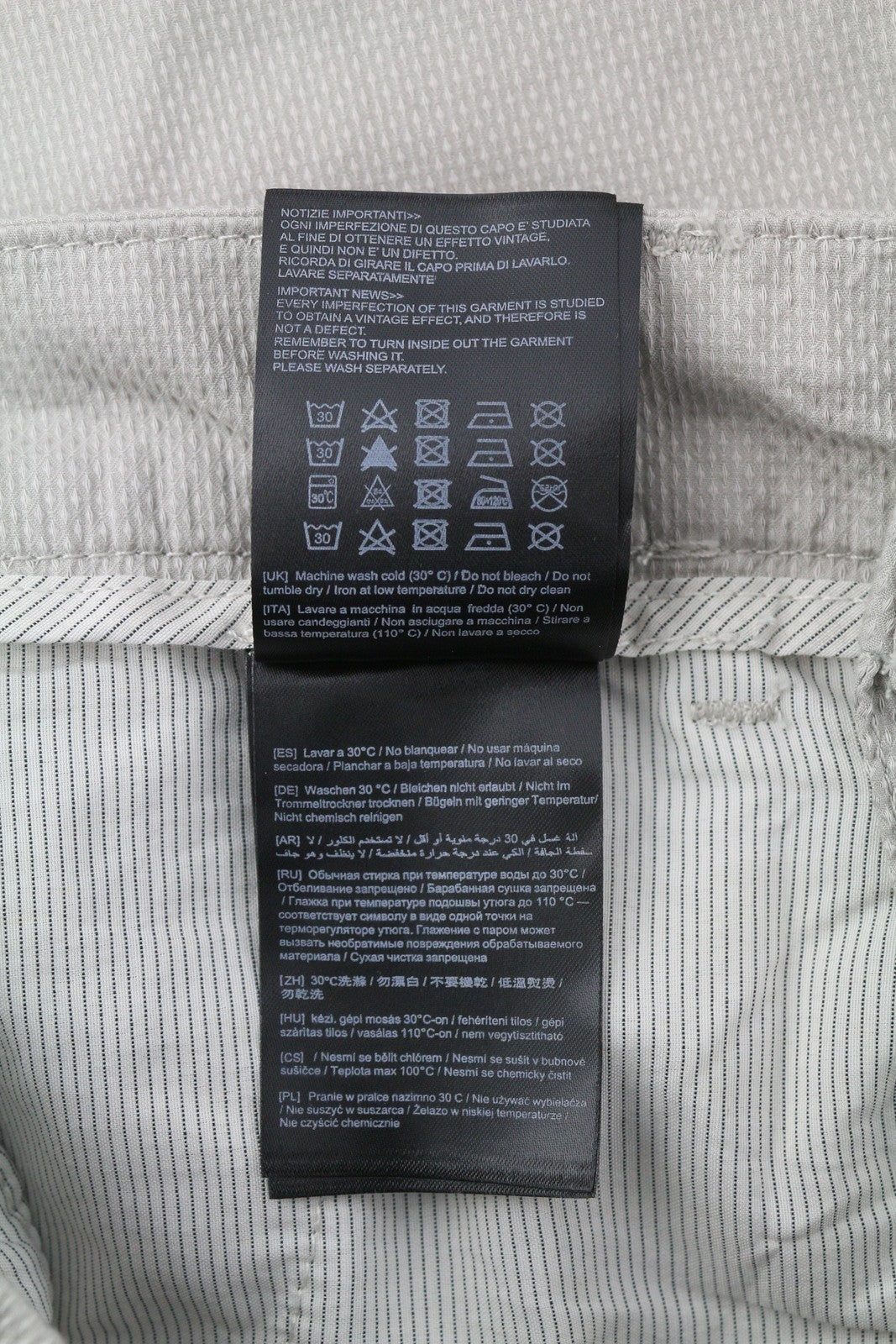 ANTONY MORATO Bryan vyriškos kelnės W34 pilkos chino aptemptos, tamprios, raštuotos 