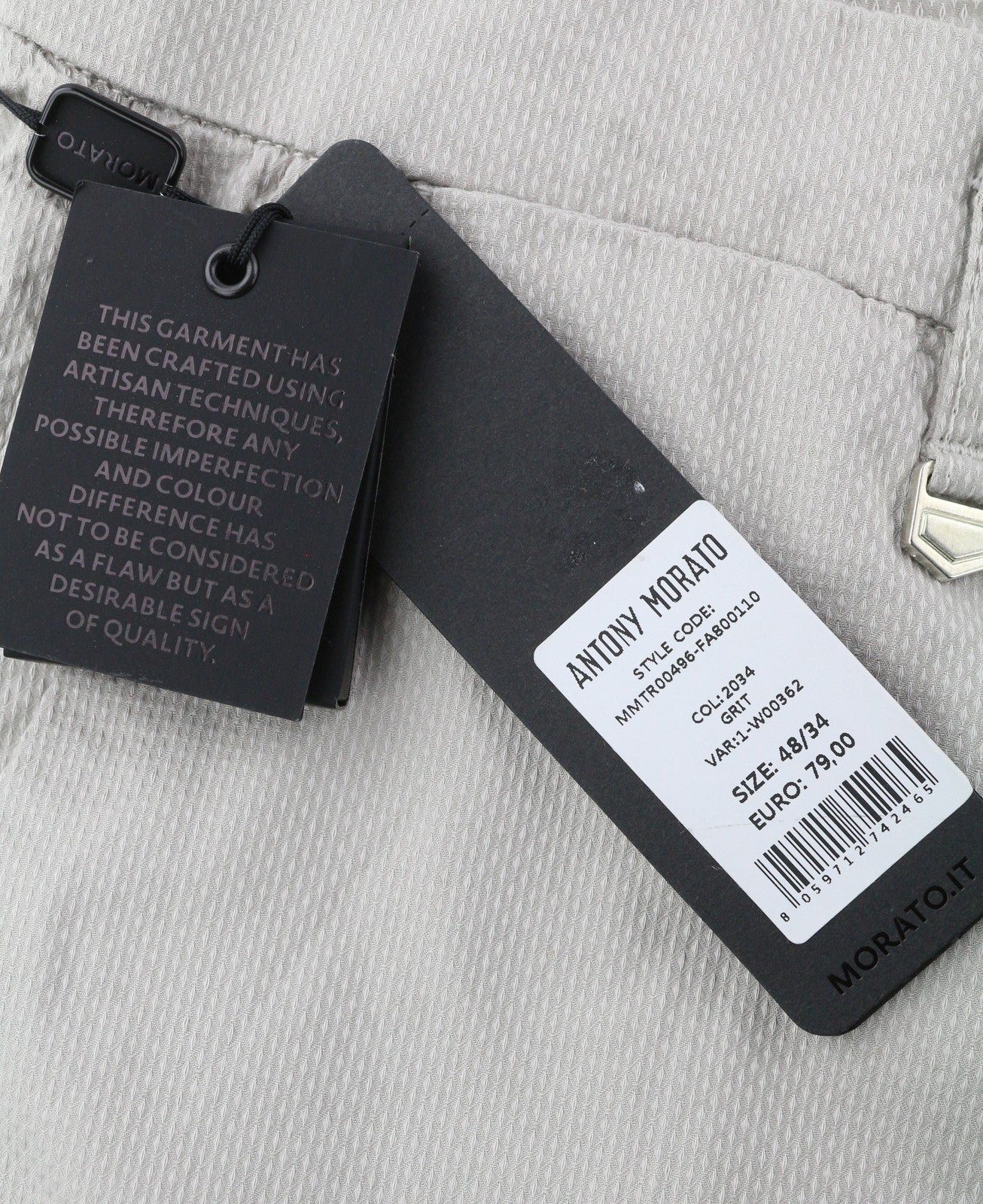 ANTONY MORATO Bryan vyriškos kelnės W34 pilkos chino aptemptos, tamprios, raštuotos 