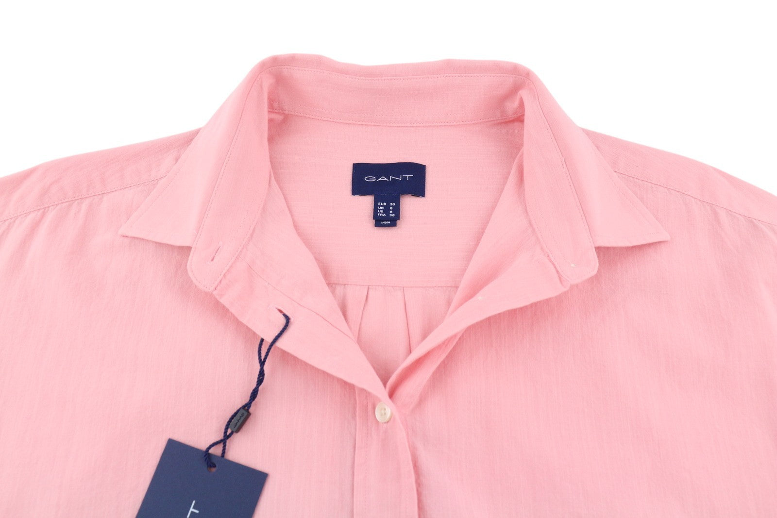 GANT „Placed Slub Stripe“ ilgi moteriški marškinėliai, 36 dydžio, violetiniai, su sagomis užsegama platėjančia apykakle 