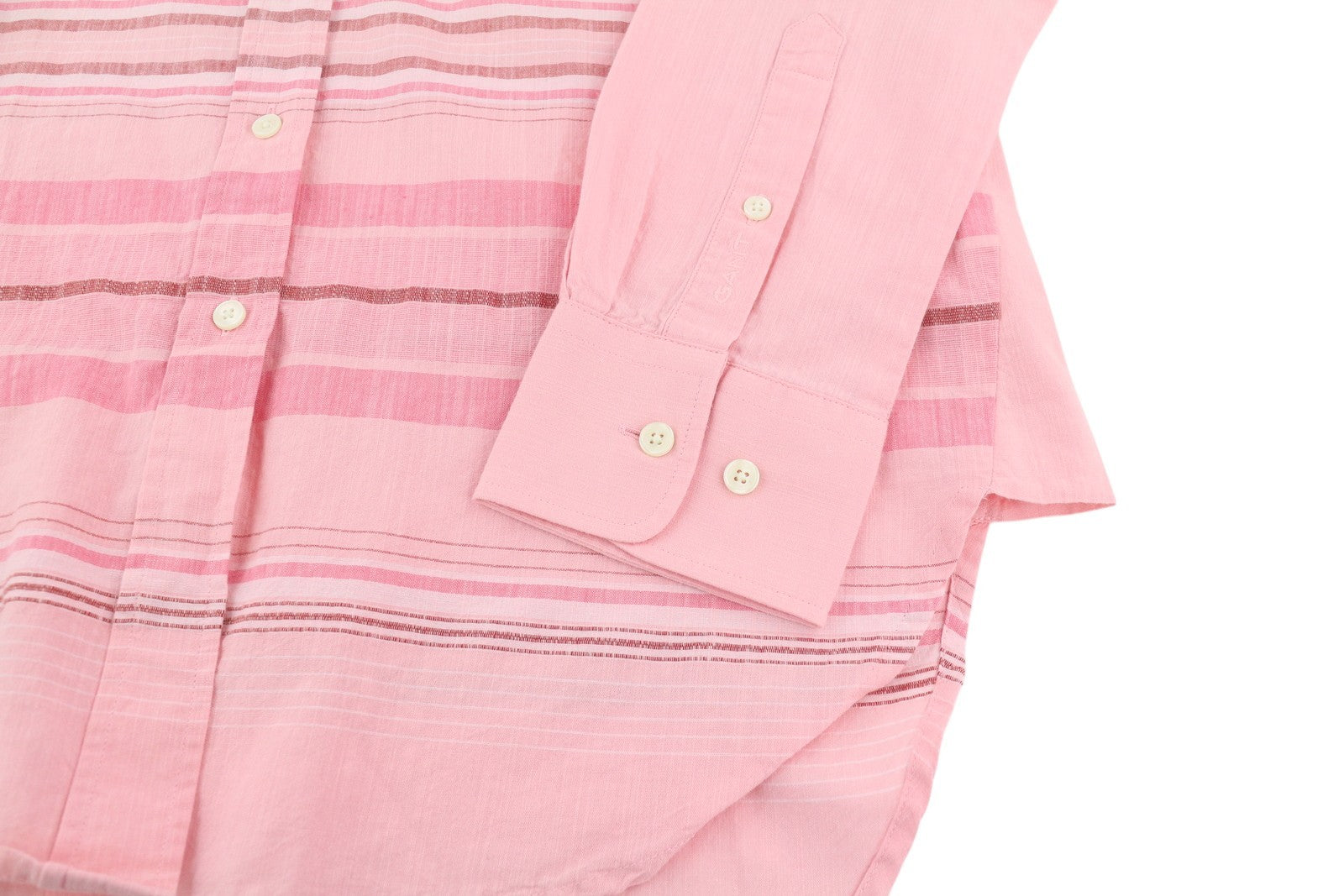 GANT „Placed Slub Stripe“ ilgi moteriški marškinėliai, 36 dydžio, violetiniai, su sagomis užsegama platėjančia apykakle 