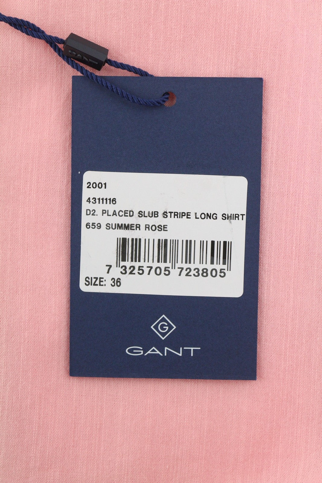 GANT „Placed Slub Stripe“ ilgi moteriški marškinėliai, 36 dydžio, violetiniai, su sagomis užsegama platėjančia apykakle 