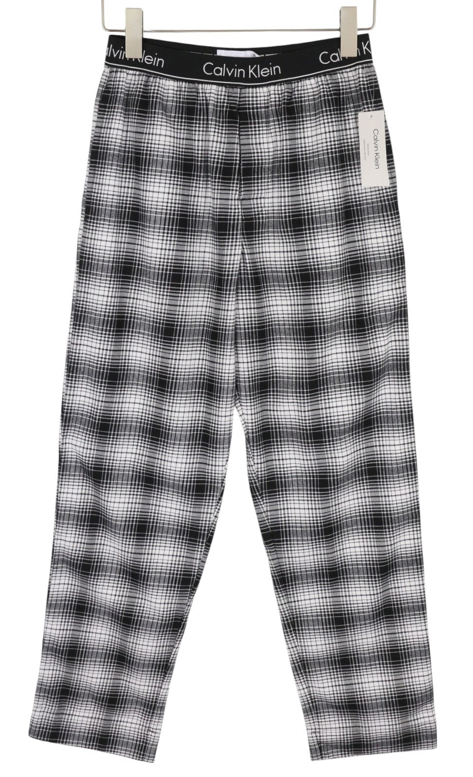 CALVIN KLEIN Shadow Plaid vyriškos kelnės S juodos flanelinės elastingo juosmens miego kelnės 