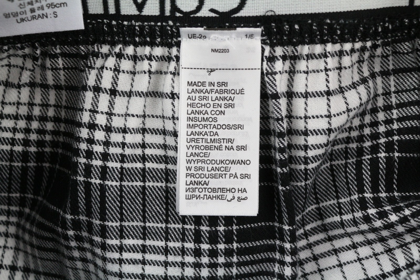CALVIN KLEIN Shadow Plaid vyriškos kelnės S juodos flanelinės elastingo juosmens miego kelnės 