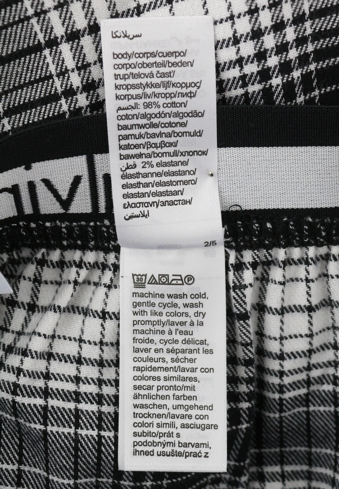CALVIN KLEIN Shadow Plaid vyriškos kelnės S juodos flanelinės elastingo juosmens miego kelnės 