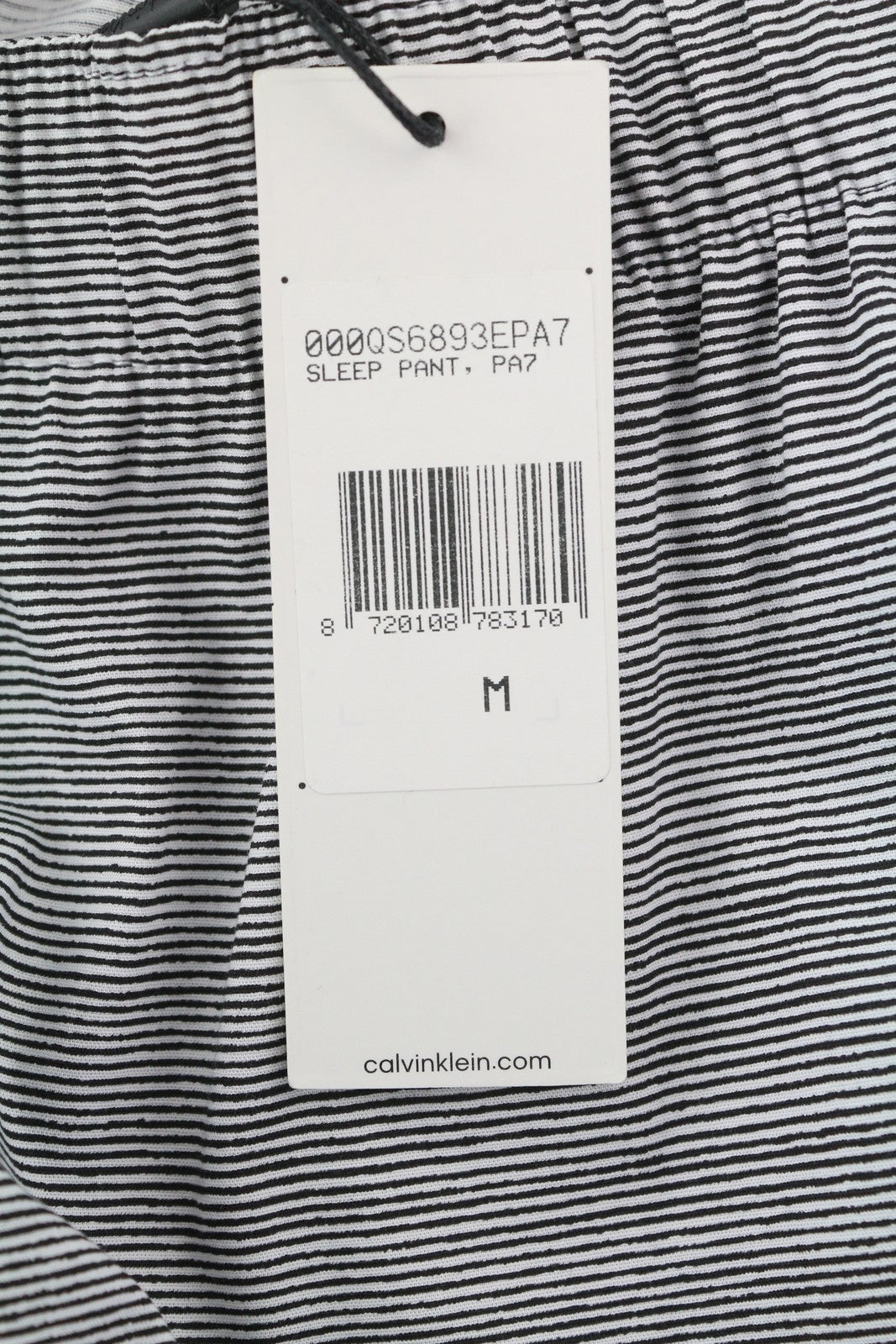 CALVIN KLEIN vyriškos kelnės M baltos dryžuotos elastingo juosmens įprasto kirpimo miego kelnės 