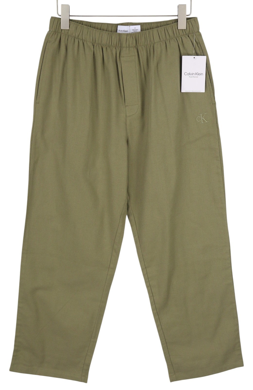 CALVIN KLEIN vyriškos kelnės M žalios grynos flanelinės įprasto elastingo juosmens miego kelnės