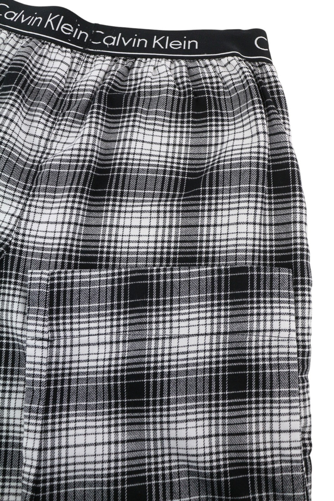 CALVIN KLEIN Shadow Plaid vyriškos kelnės M juodos flanelinės elastingo juosmens miego kelnės 