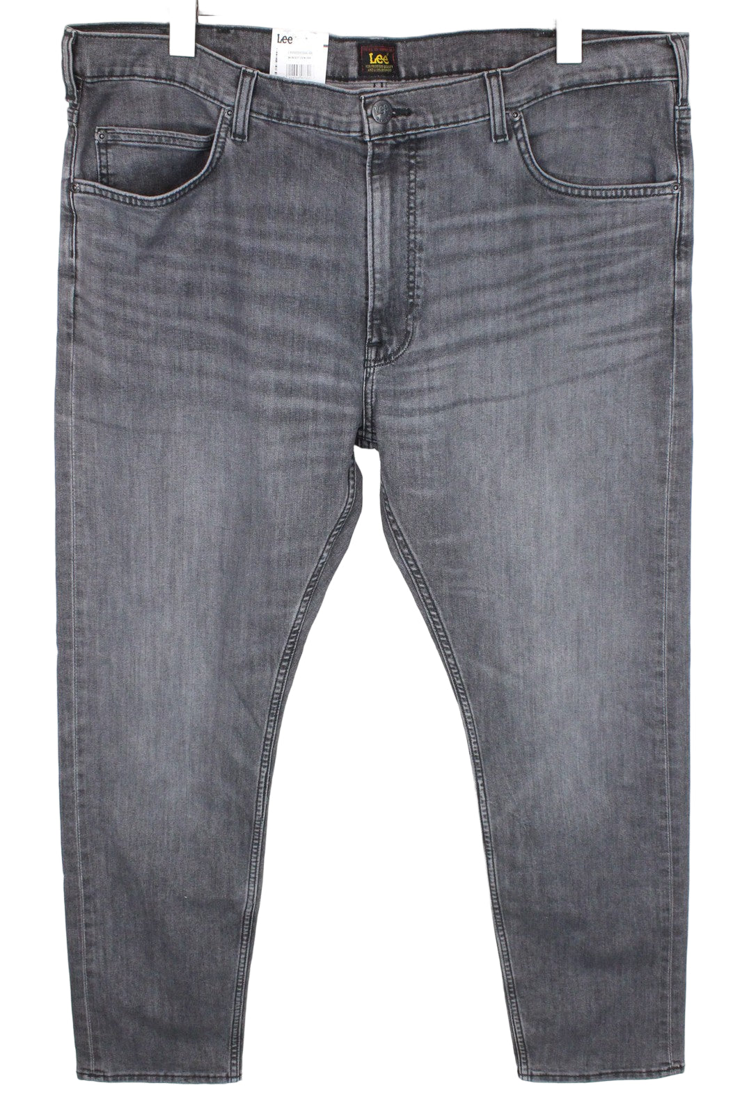 LEE Rider vyriški džinsai W40/L32 Slim pilki tamprūs džinsai, skalbti laisvalaikio kirpimo 