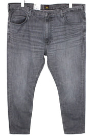 LEE Rider vyriški džinsai W40/L32 Slim pilki tamprūs džinsai, skalbti laisvalaikio kirpimo 