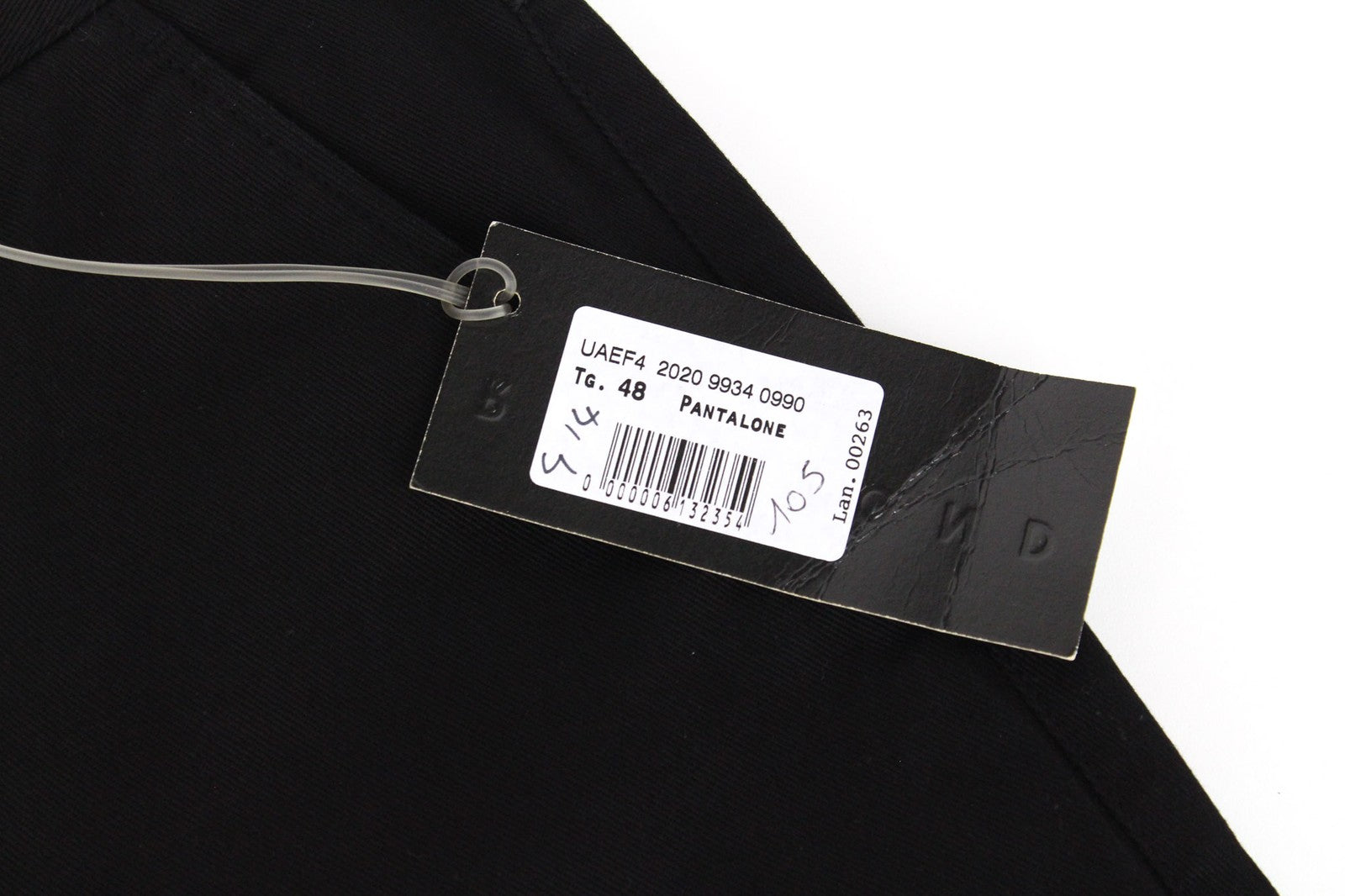 RICHMOND Men's Trousers 48 Black Cotton Casual Stretch Pleated Front