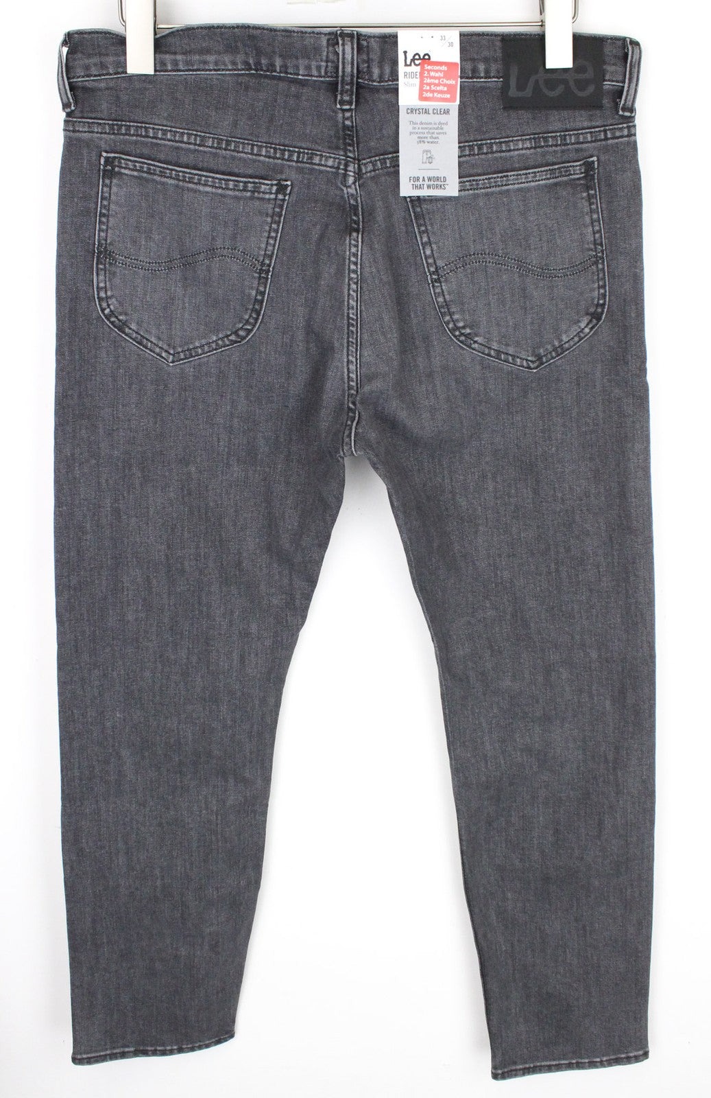 LEE Rider vyriški W33/L32 pilki išblukinti tamprūs ploni medvilniniai džinsai su 5 kišenėmis 