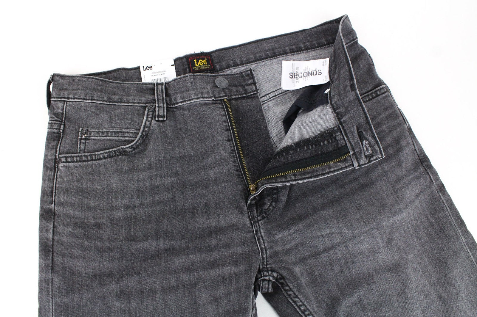 LEE Rider vyriški W33/L32 pilki išblukinti tamprūs ploni medvilniniai džinsai su 5 kišenėmis 