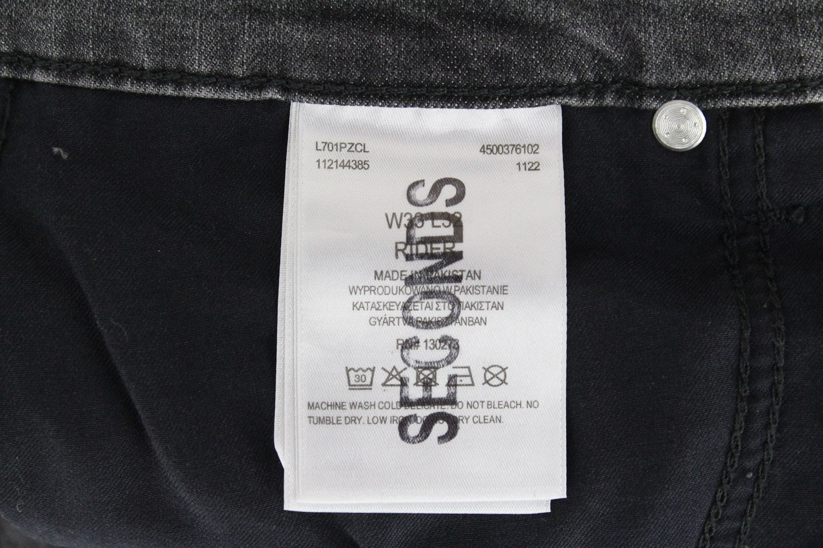 LEE Rider vyriški W33/L32 pilki tamprūs blukinto džinso stiliaus laisvalaikio stiliaus džinsai 