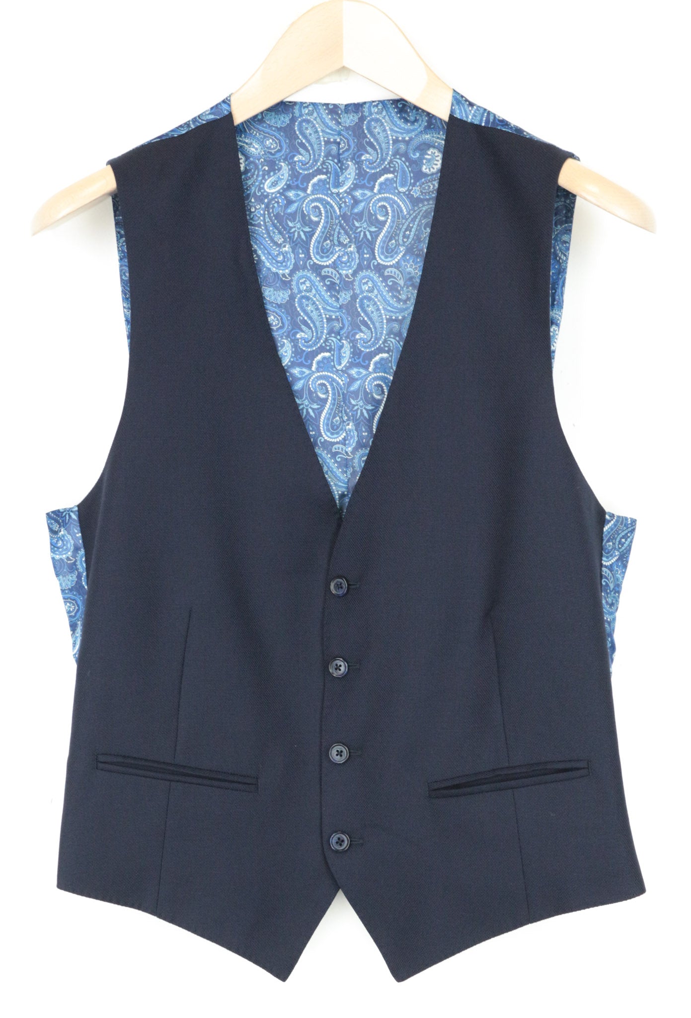 SUITSUPPLY Havana Men's UK38S 3-Piece Blue Slim Fit Wool Stretch Suit