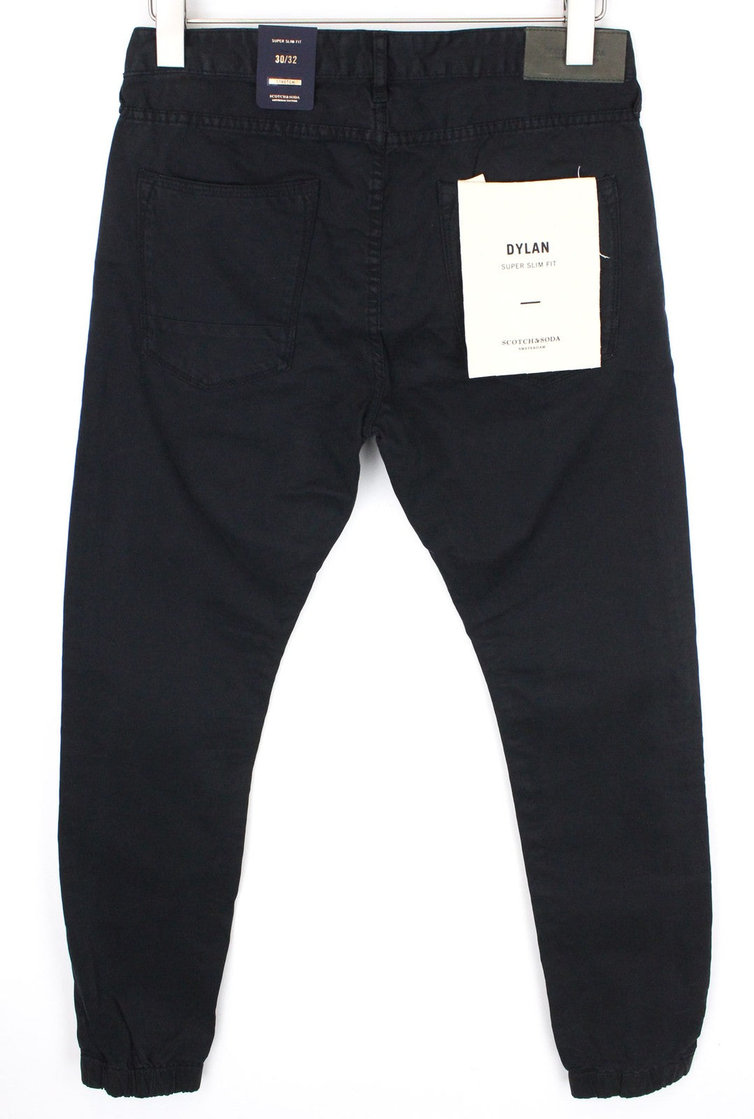 SCOTCH & SODA Dylan Men's W30/L32 Black Cotton Super Slim Fit Stretch Pants