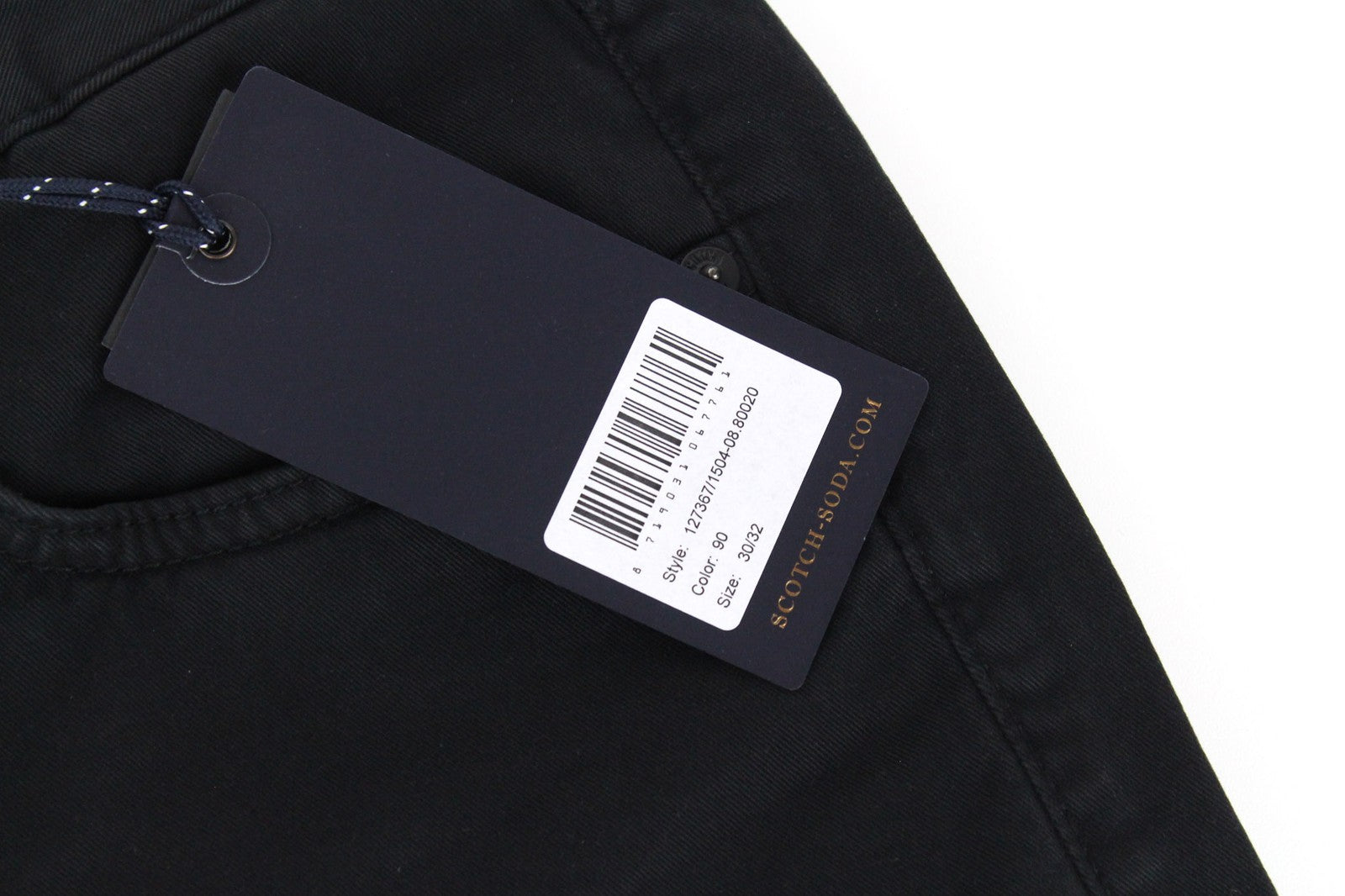 SCOTCH & SODA Dylan Men's W30/L32 Black Cotton Super Slim Fit Stretch Pants