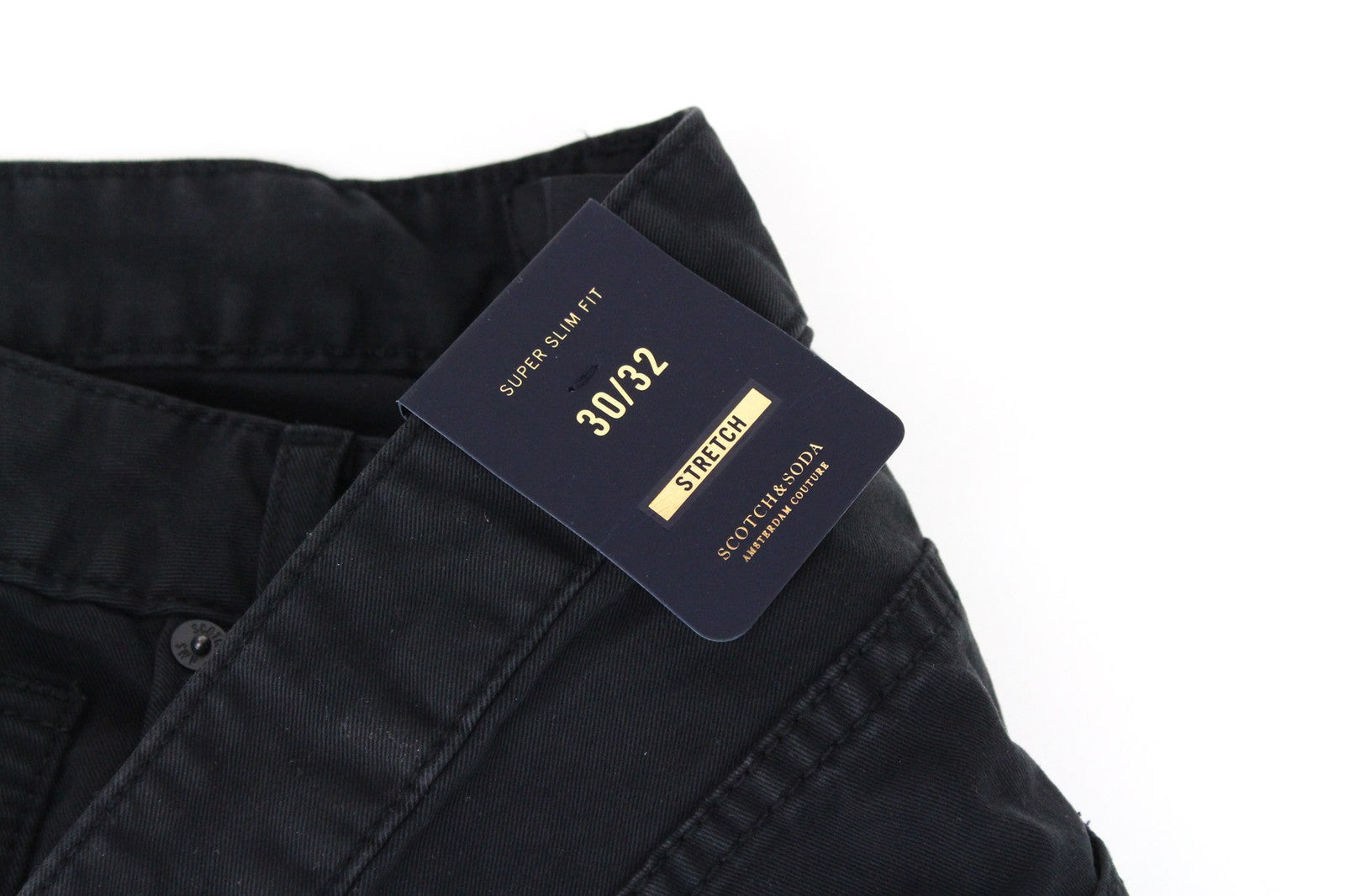 SCOTCH & SODA Dylan Men's W30/L32 Black Cotton Super Slim Fit Stretch Pants