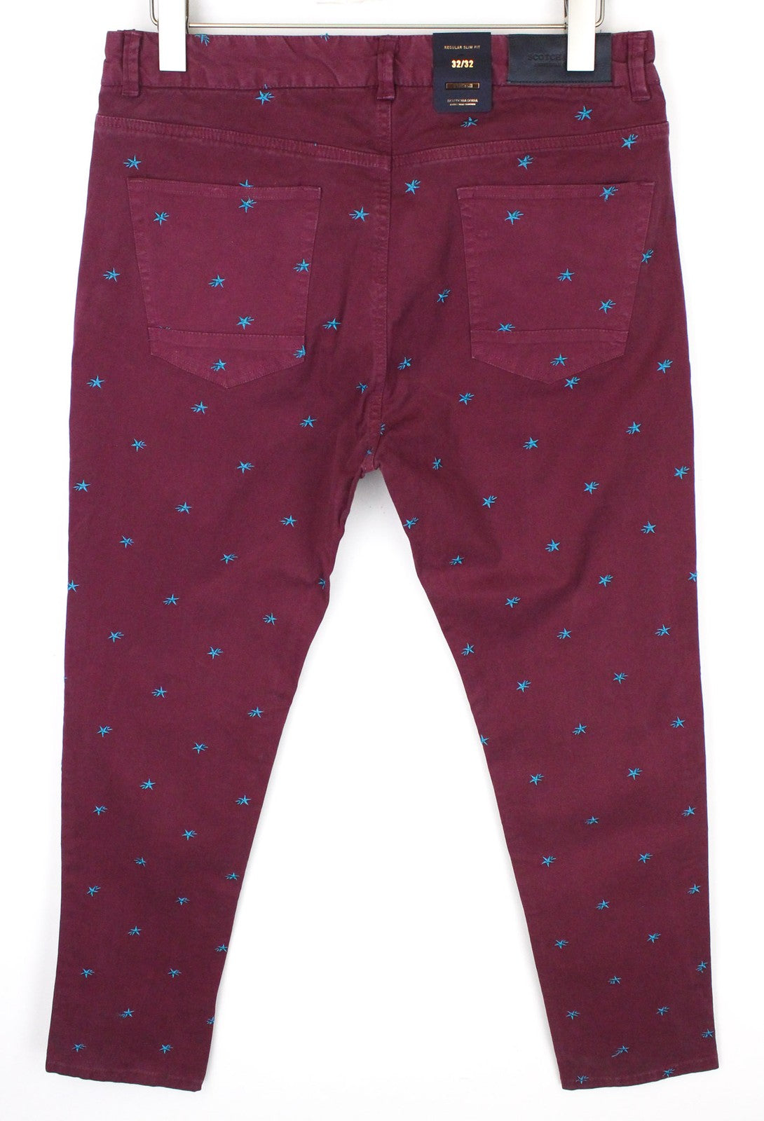 SCOTCH & SODA Phaidon Men's Trousers W32/L32 Purple Slim Embroidered Pattern