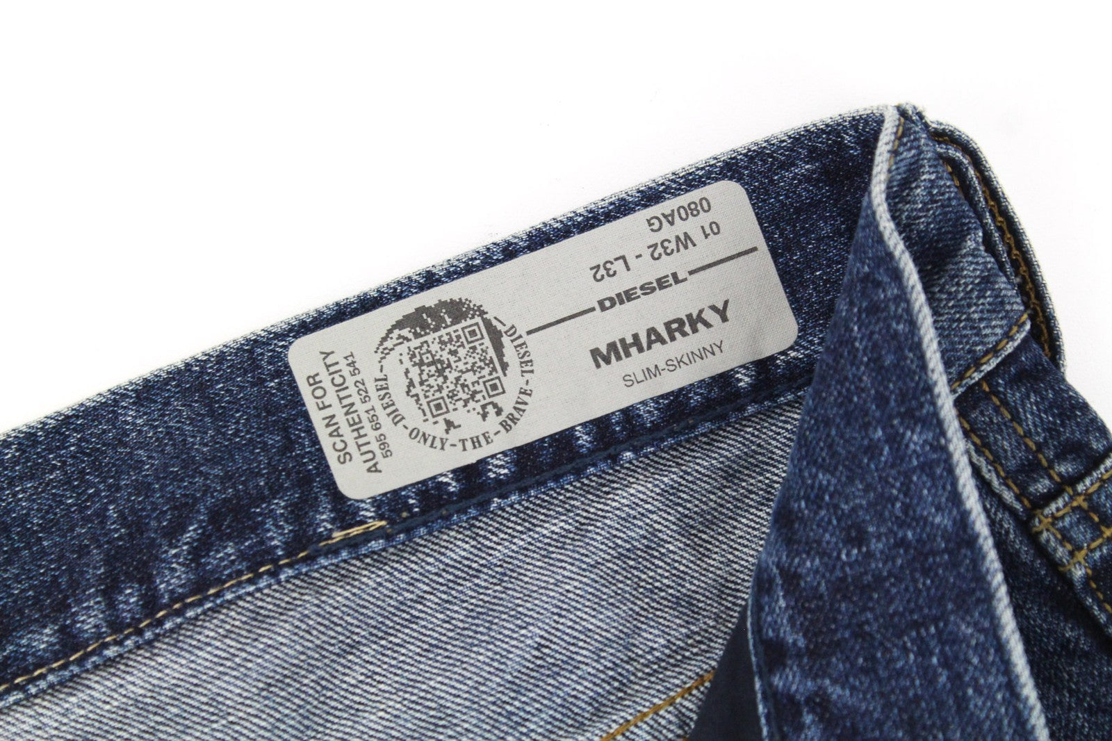 DIESEL Mharky 080AG vyriški W32/L32 ploni mėlyni, dirbtinai tamprūs, netempiami džinsai 