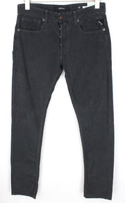 REPLAY Grover Men's W30/L34 Dyed Grey Corduroy Velvet Straight Trousers