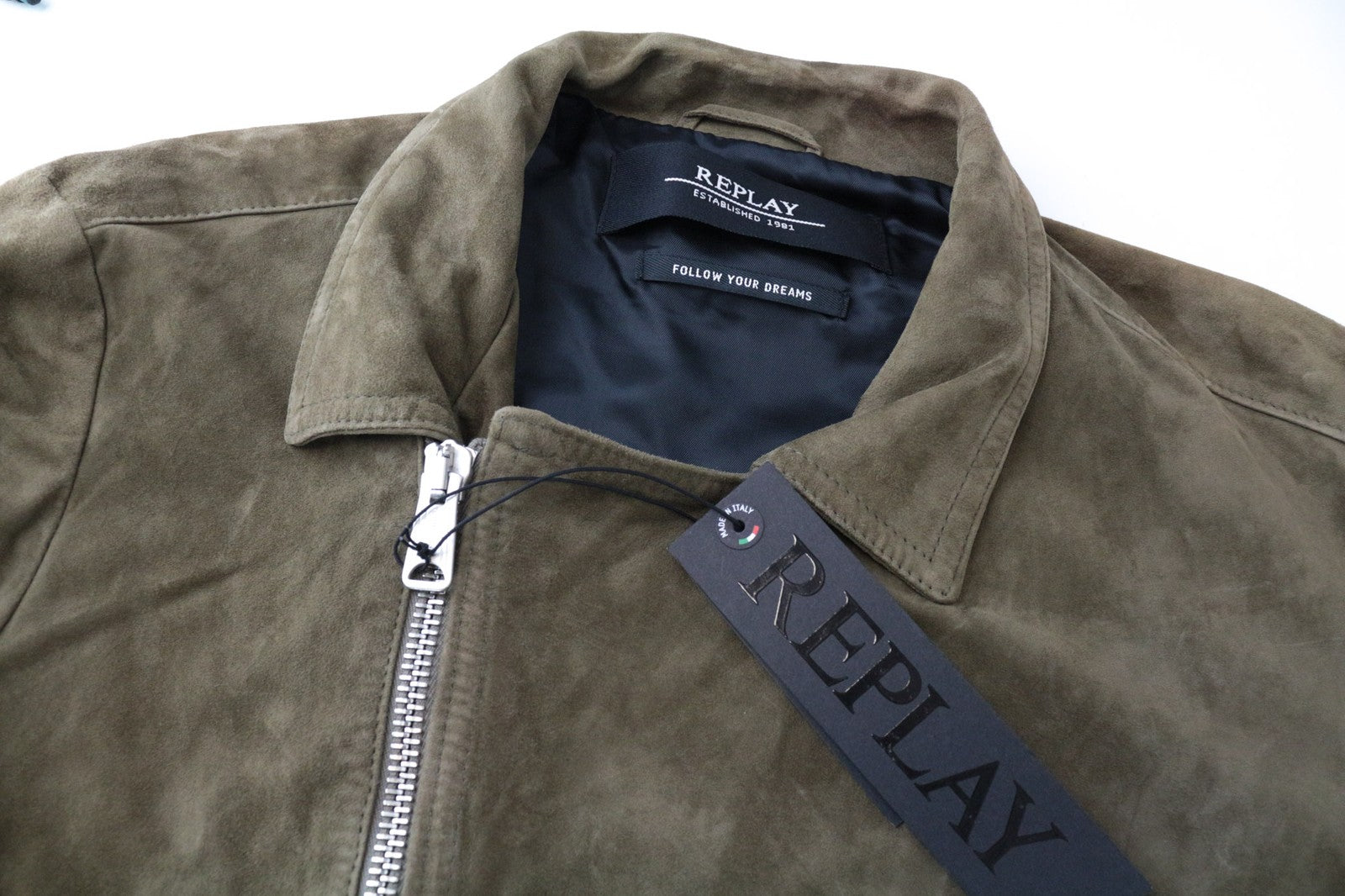 RICHMOND vyriška striukė XL dydžio, ruda, ožkos odos, su užtrauktuku, su diržu, vienaeilė 