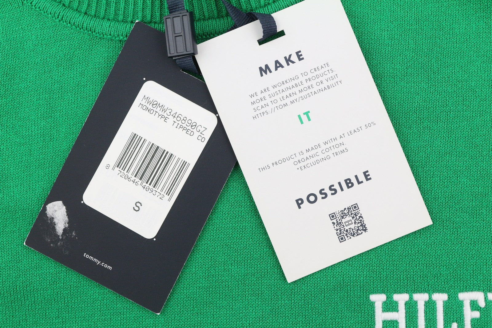 TOMMY HILFIGER Monotype Tipped vyriškas megztinis S žalias megztinis apvalia kaklo iškirpte 