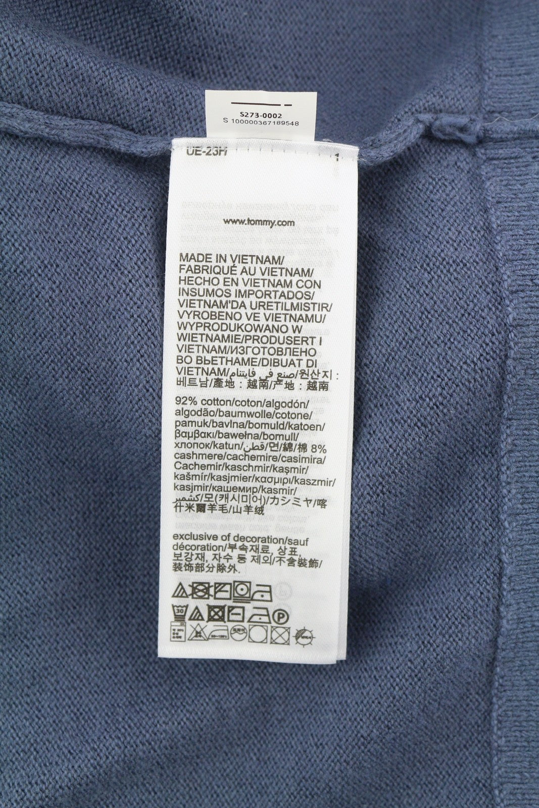 TOMMY HILFIGER Pima Org Ctn Cashmere V Neck vyriškas megztinis XS dydžio megztinis megztinis mėlynas 