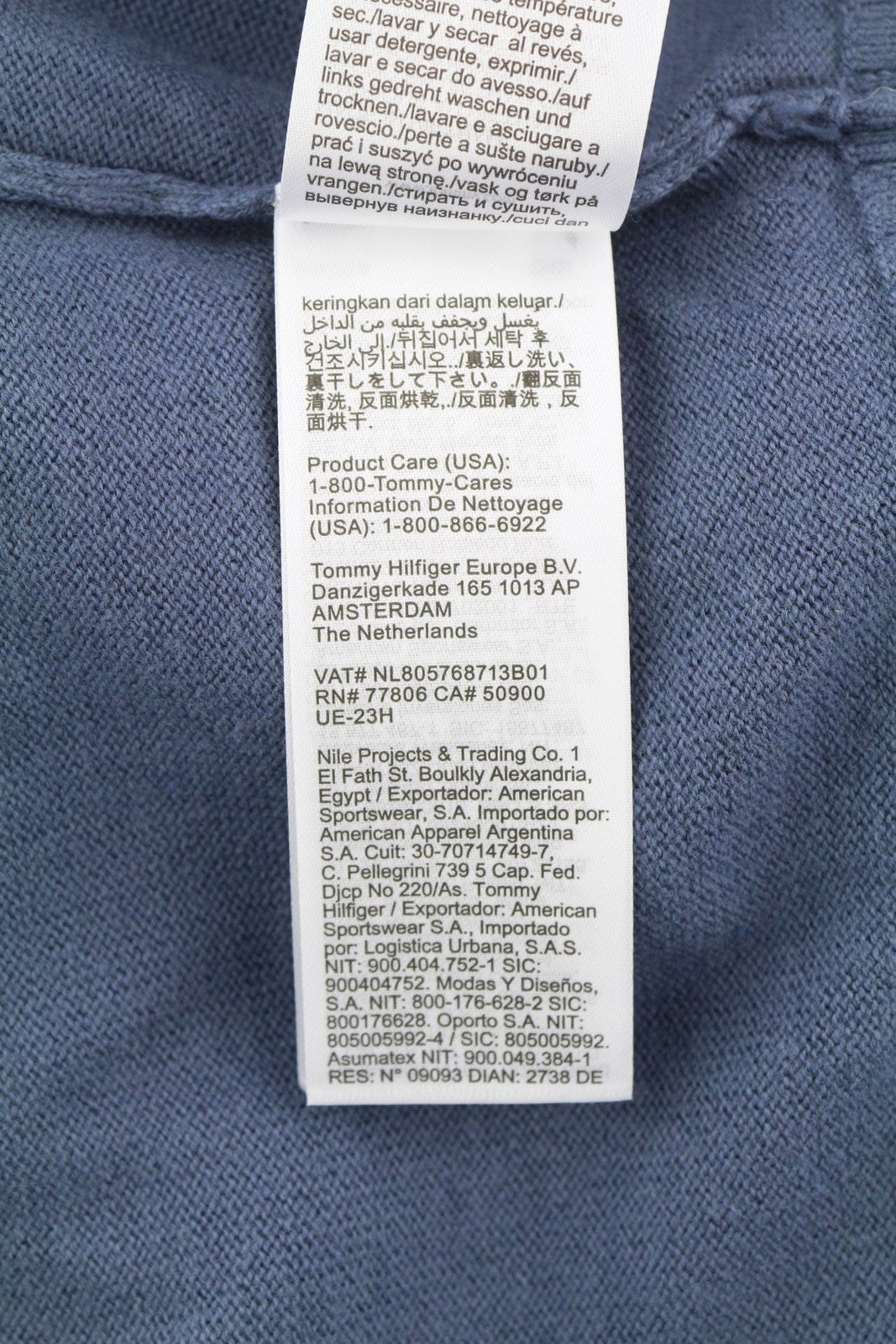 TOMMY HILFIGER Pima Org Ctn Cashmere V Neck vyriškas megztinis XS dydžio megztinis megztinis mėlynas 