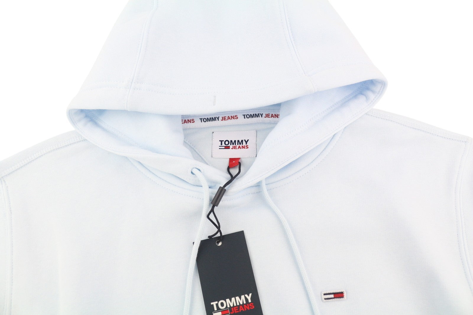 TOMMY HILFIGER vyriškas džemperis su gobtuvu L šviesiai mėlynas su kengūros kišene ir gobtuvu logotipu 