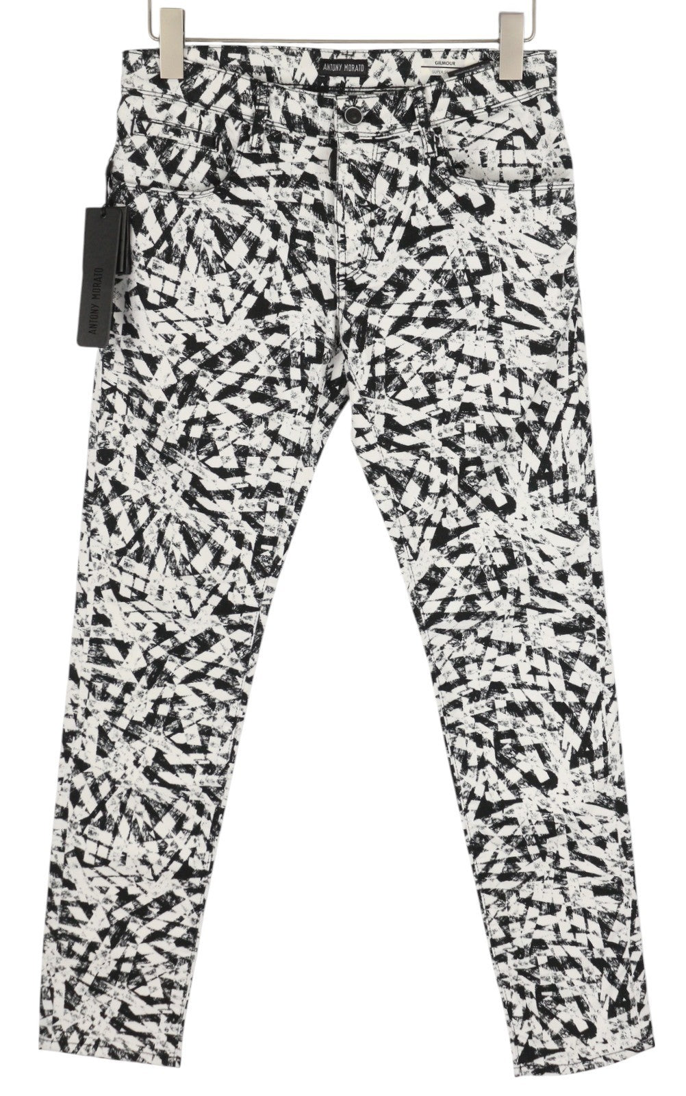 ANTONY MORATO Gilmour vyriškos kelnės W32 baltos itin aptemptos, raštuotos, RRP 130 € 