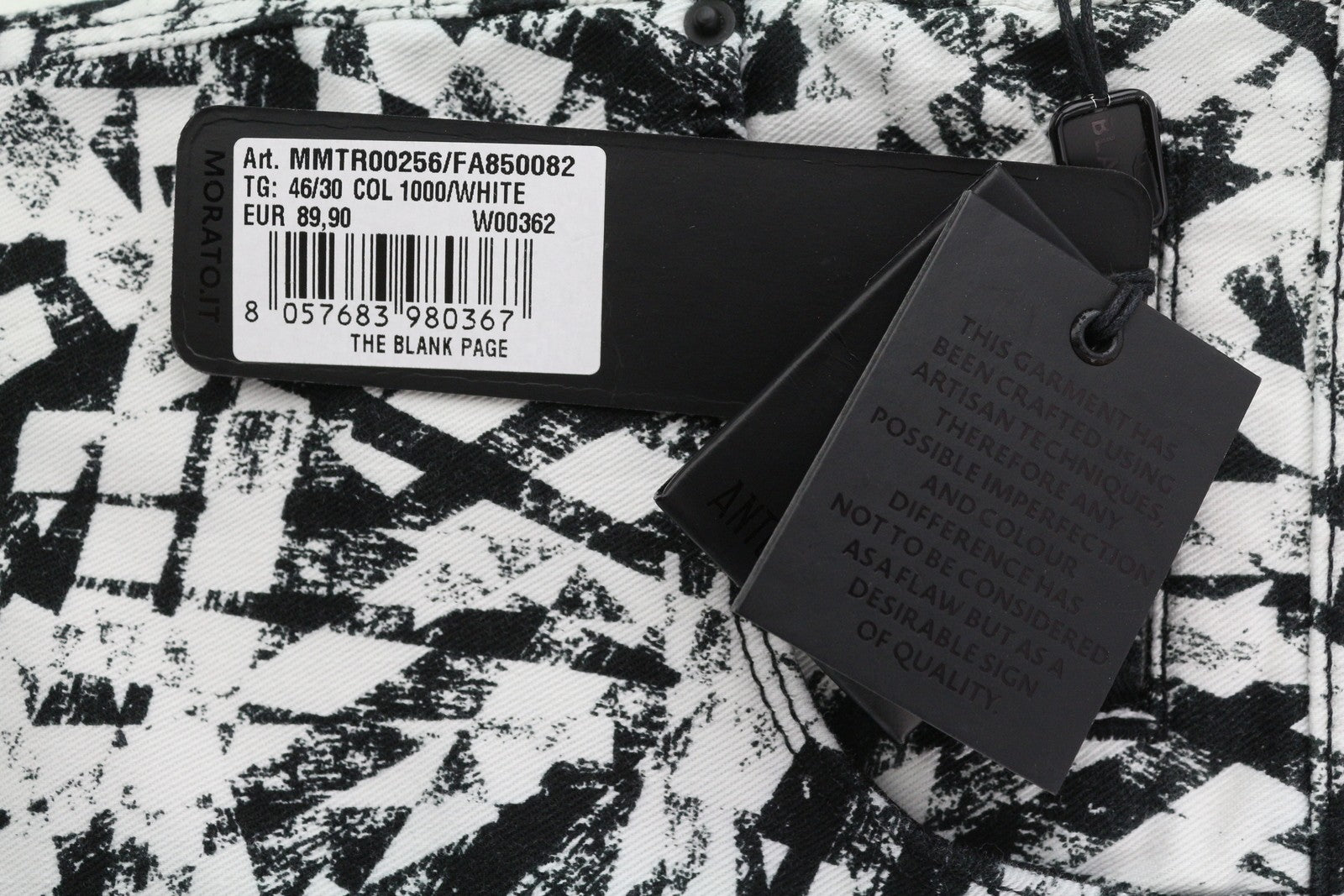 ANTONY MORATO Gilmour vyriškos kelnės W30 baltos itin aptemptos, raštuotos, RRP130