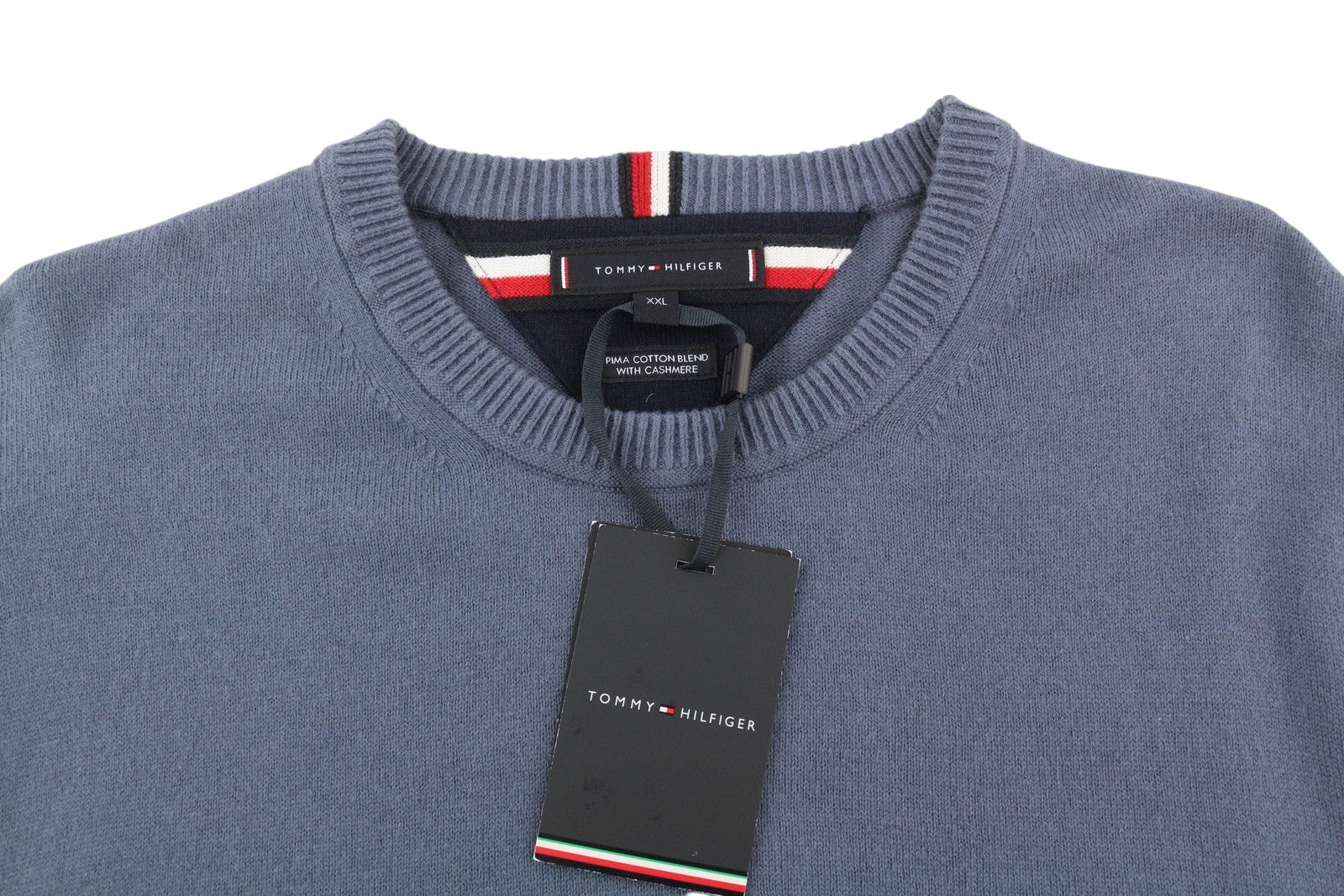 TOMMY HILFIGER Pima Org Ctn Cashmere V Neck vyriškas megztinis 2XL megztinis megztinis mėlynas 
