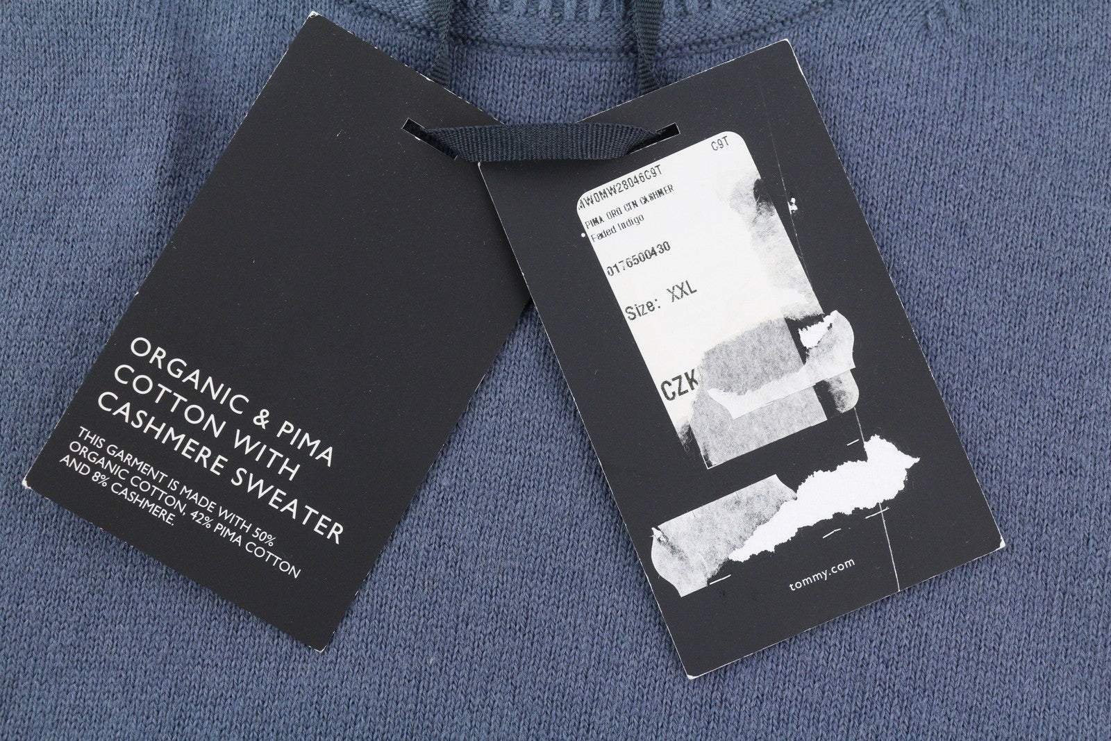 TOMMY HILFIGER Pima Org Ctn Cashmere V Neck vyriškas megztinis 2XL megztinis megztinis mėlynas 