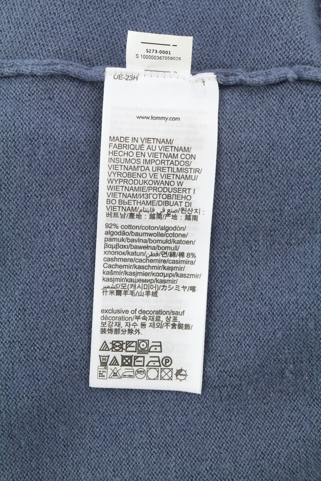 TOMMY HILFIGER Pima Org Ctn Cashmere V Neck vyriškas megztinis 2XL megztinis megztinis mėlynas 